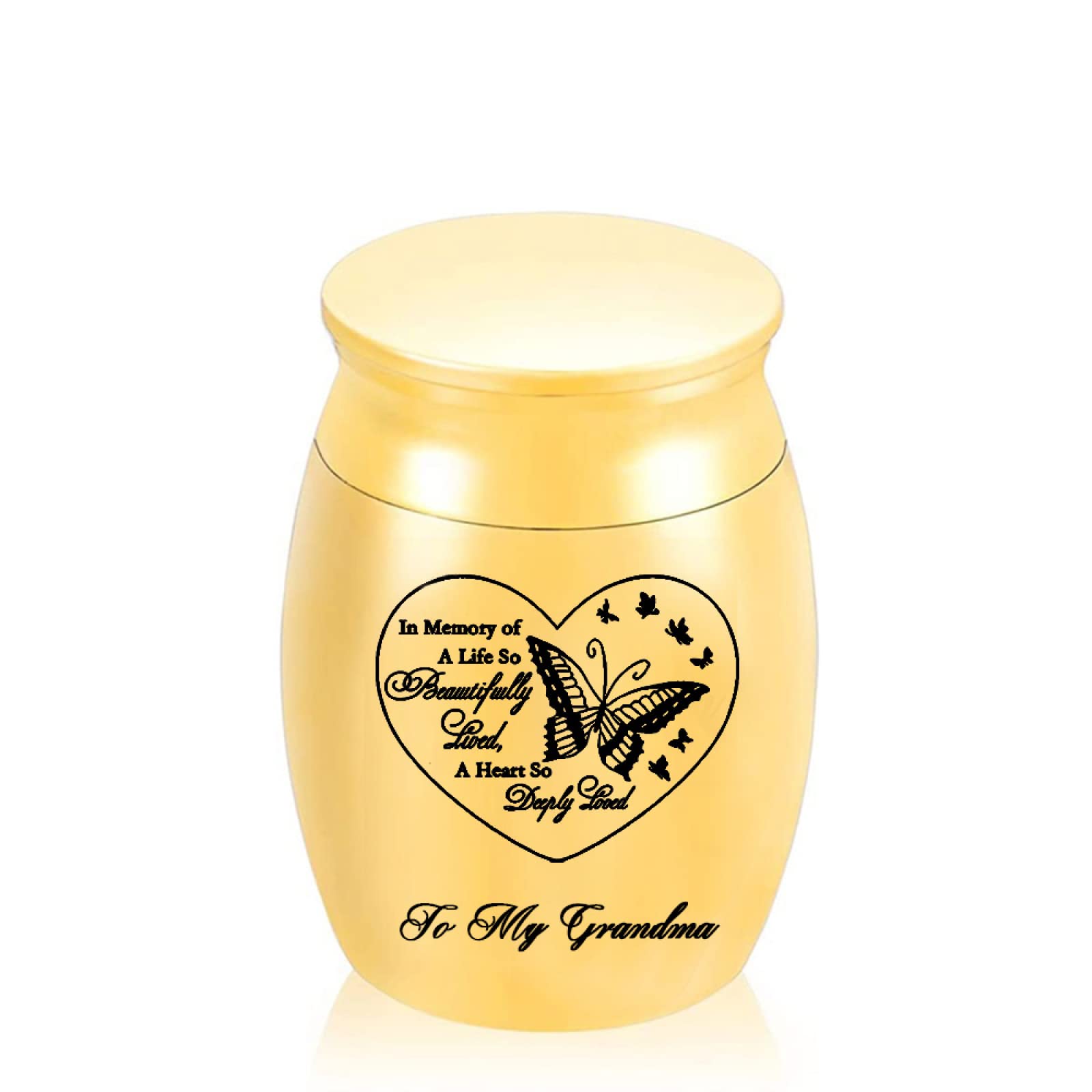 LZHLMCL Urn Box 40Mm Small Urns For Human Ashes Stainless Steel Small Cremation Urns For Dad Mom Mini Keepsake Urns Ashes Gold Grandma