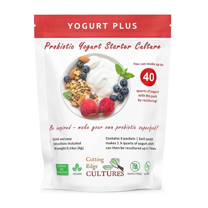Buy Yogurt Plus Probiotic Yogurt Starter Culture By Cutting Edge Cultures 4 grams 4 Packets