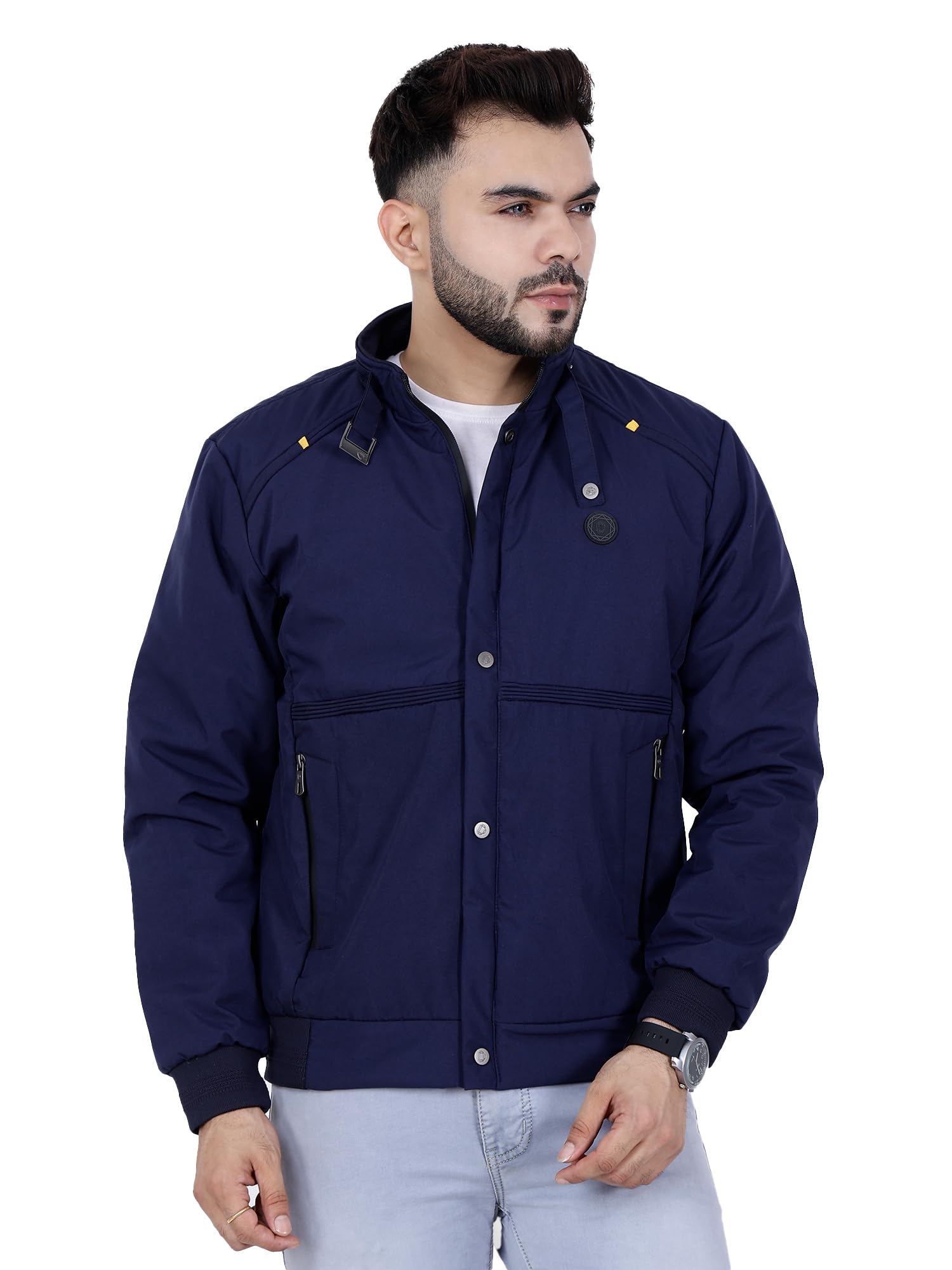 dollar Full Sleeves Bomber Jacket for Men | TPU Men's Standing Collar Lightweight Winter Jacket, Regular Fit-picture-38