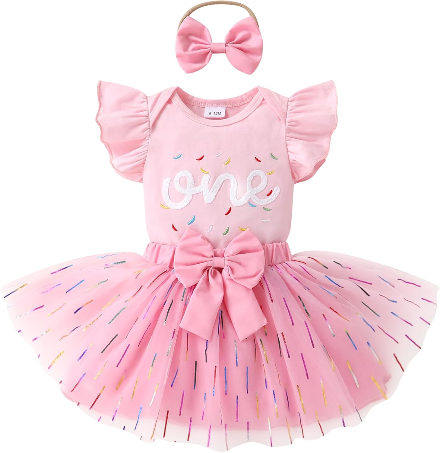 YOUNGER TREE Baby Girl 1st Birthday Outfits One Year Old Clothes Romper Tutu Cake Smash Skirt with Headband Baby Girl Gifts