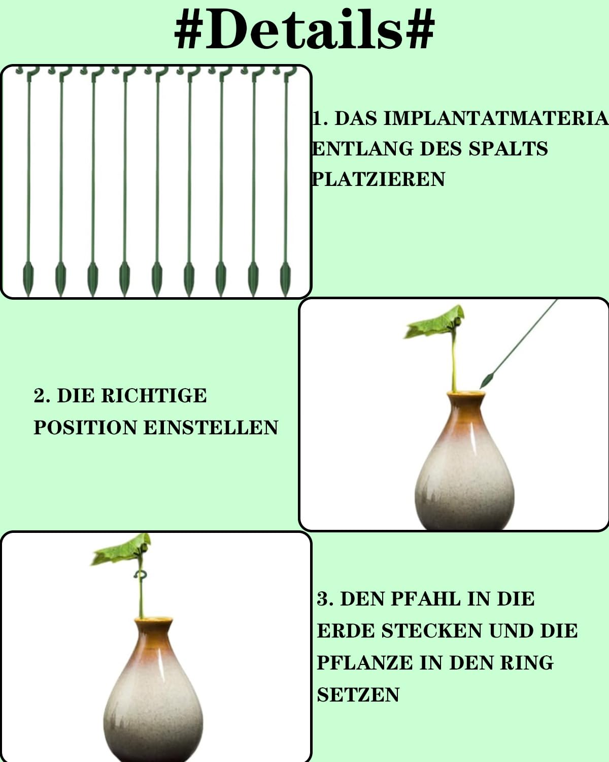 Supporti Per Piante Da Giardino - 20 Pezzi In PP Verde, Per Rose, Pomodori, Fiori - Foto 9