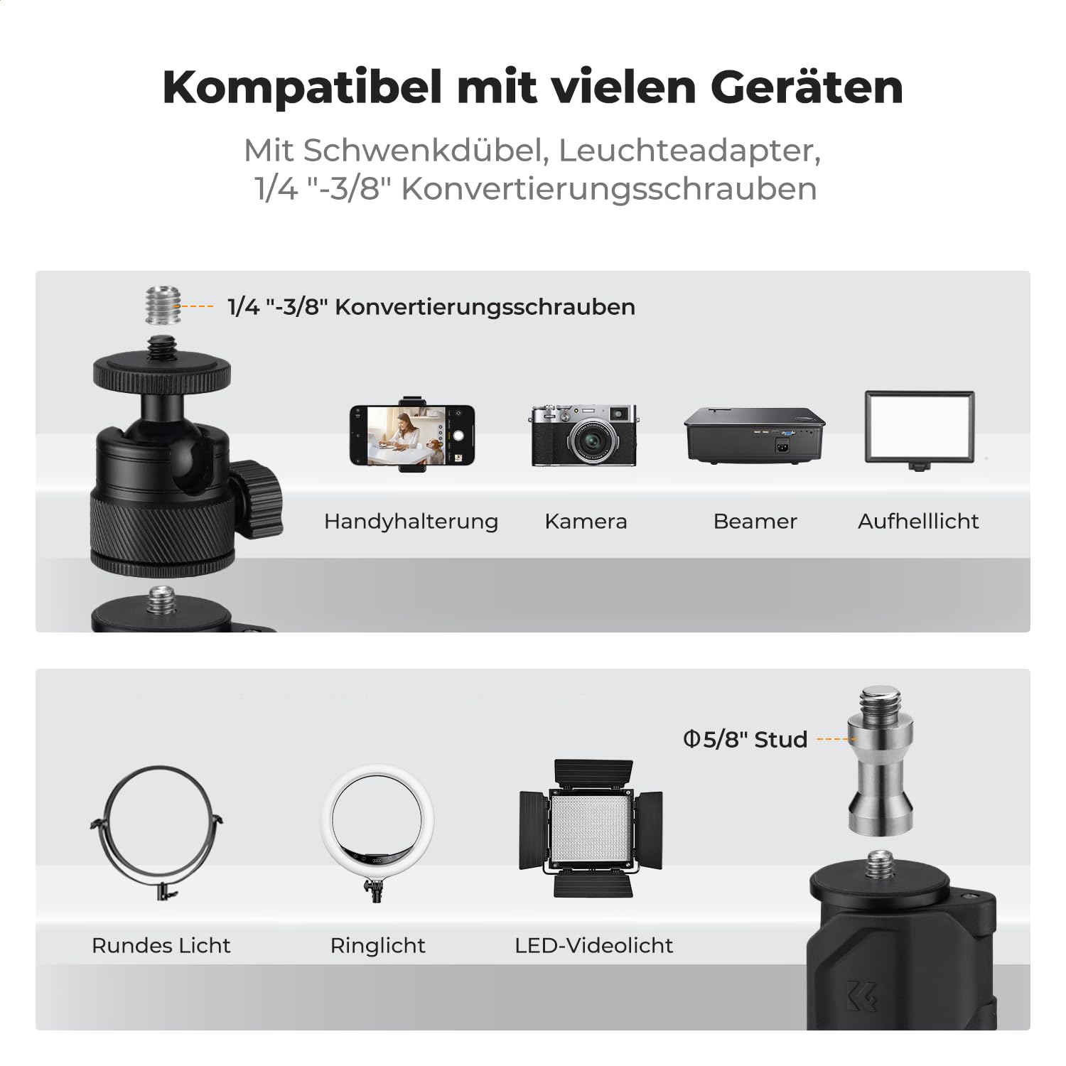 K&F CONCEPT 31-95cm Verstellbar Table Top Lichtstativ mit Boom Arm Last10kg