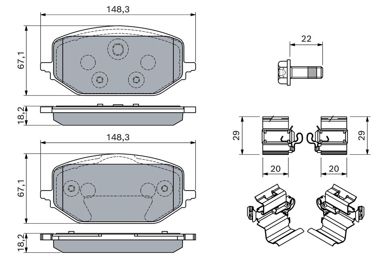 Bosch BP2863 Pastillas de freno - Eje delantero - certificación ECE-R90 - 1 juego de 4 pastillas