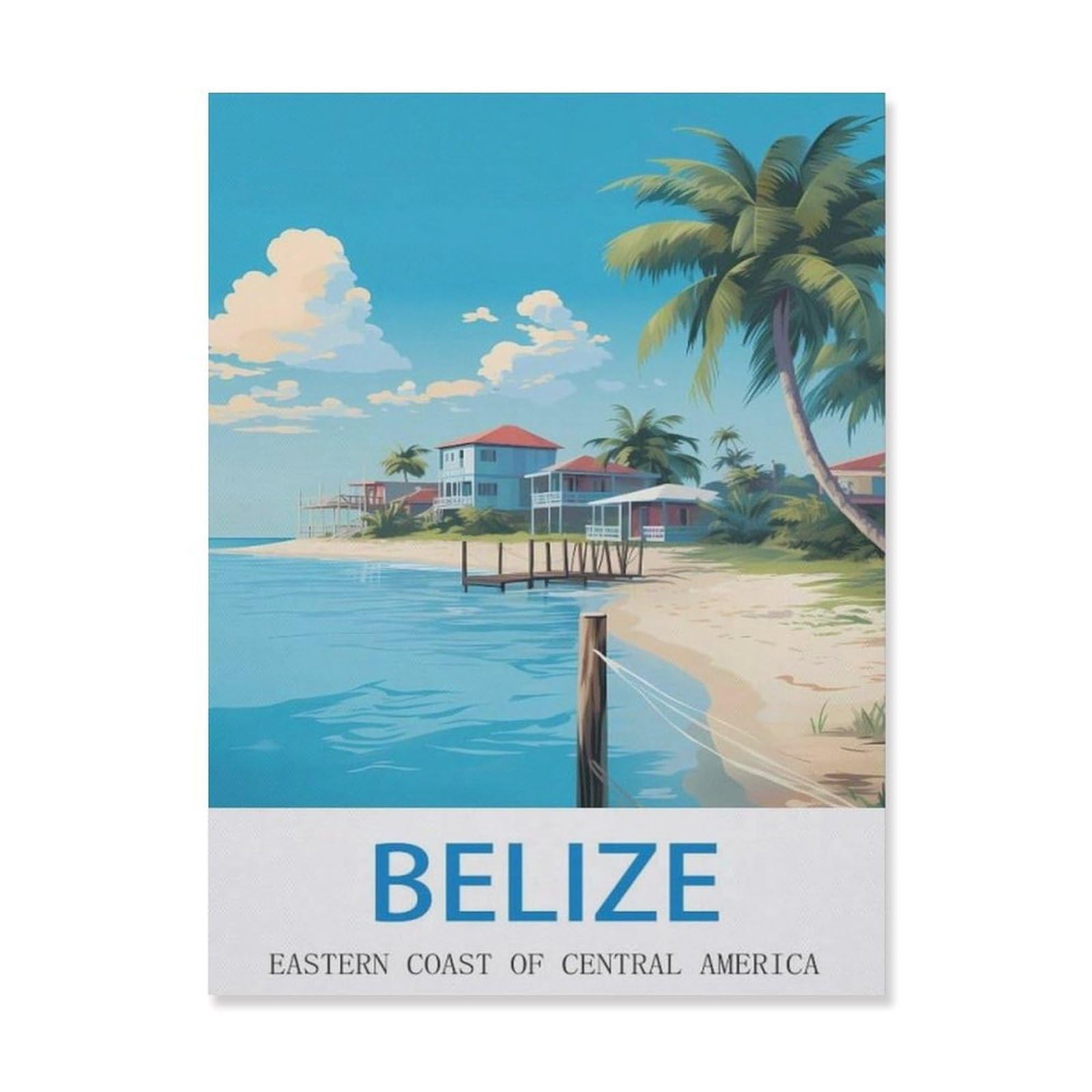 Belize Eastern Coast of Central America，Retro Metal Tin Sign Vintage Sign For Home Coffee Wall Decor(15x30cm）6x12 inch-EG63