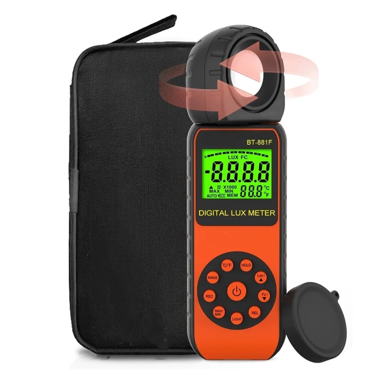 Medidor de luz, Medidor de luz Digital Profesional Lux/FC Probador de iluminancia 400.000 Lux Bolsillo portátil Luxmet