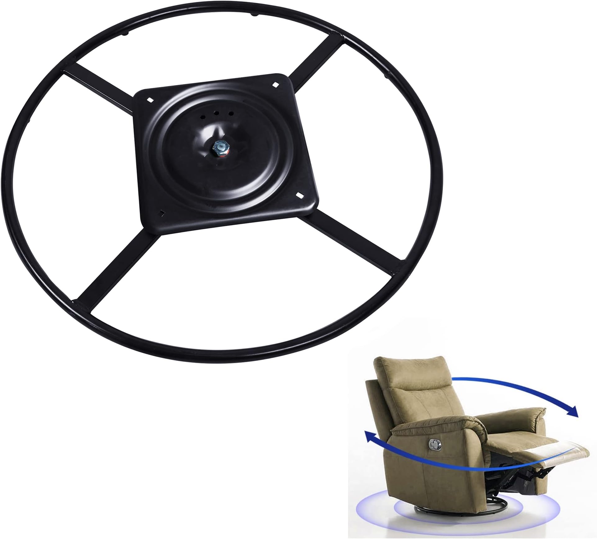 Yoogu 2 Pack of 24 inch Heavy Duty Recliner Chair Sofa Furniture Ring Base w Swivel Replacement with 10 Inch Plate (24 inch 2pcs)