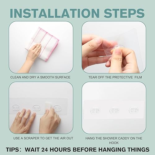 Miniatura 6 de 12 piezas organizador de ducha ganchos adhesivos de repuesto tiras de canasta de estante de almacenamiento ganchosin perforaciones adhesivo fuerte e