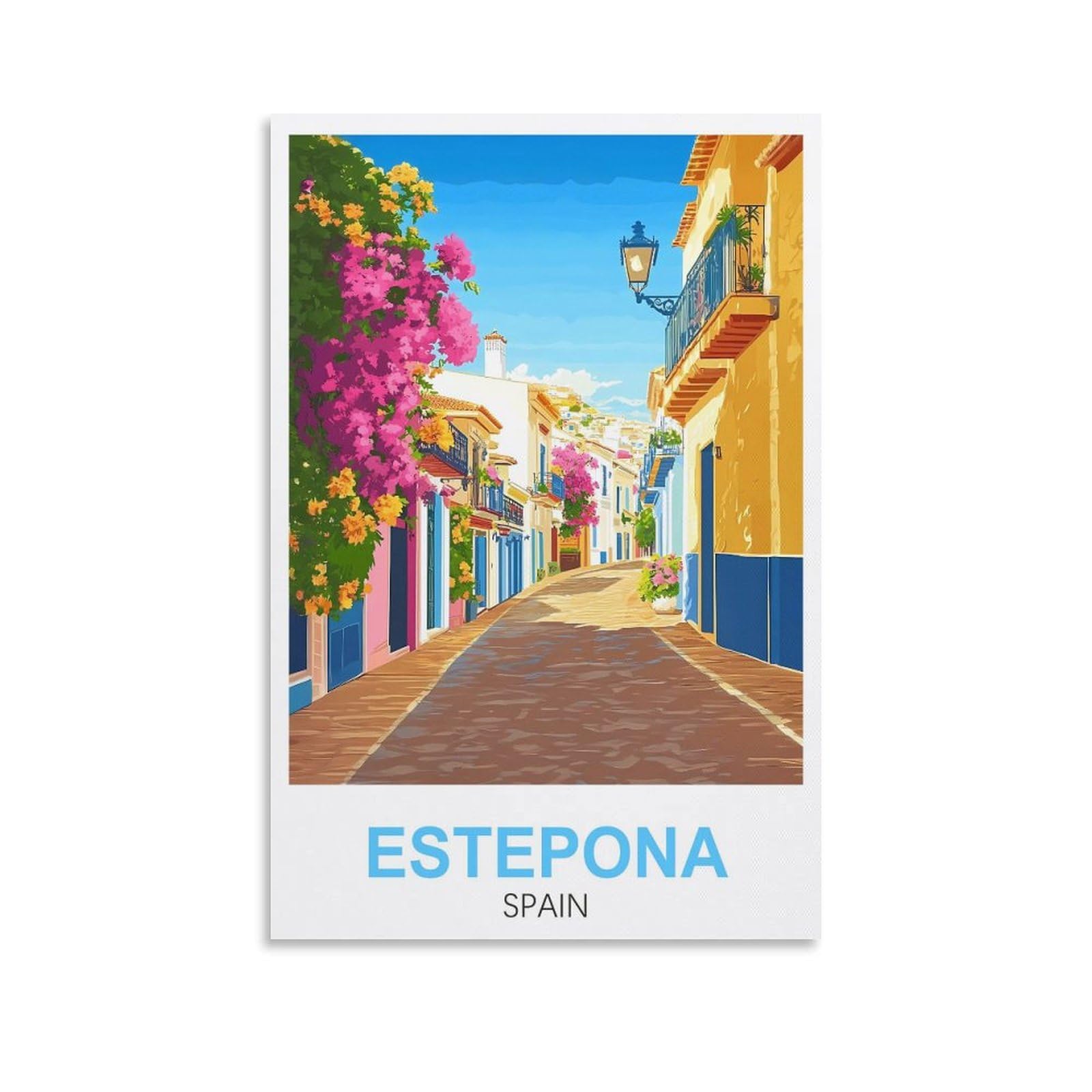 Xllyxygjq Unframe-Style Estepona Spain Vintage Travel Poster 12X18inch(30X45cm) Canvas Wall Art Poster Print Artwork Painting Picture For Home Decoration Living Room Office Bedroom