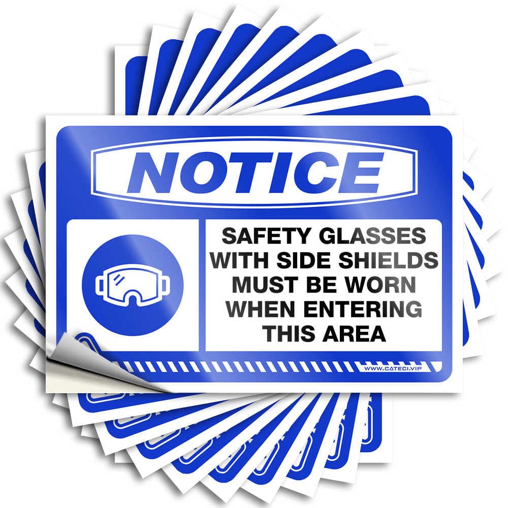 Mechanic Stickers Notice Safety Glasses with Side Shields Stickers 10Pcs Car Accessories Funny Stickers for Cars(6X9CM)