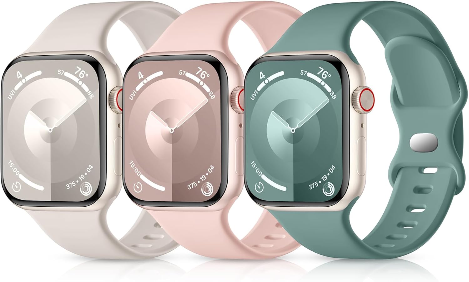 GEAK 3 Pack Sport Band Compatible with Apple Watch Bands for Men 44mm 42mm 49mm 45mm 46mm,Soft Silicone Replacement Strap Compatible with Apple Watch Band Series 10 9 8 7 6 5 4 3 2 1 SE Ultra Ultra 2 Starlight/Pink/Cactus 44mm/45mm/46mm/49mm/42mm(Series 1 2 3)