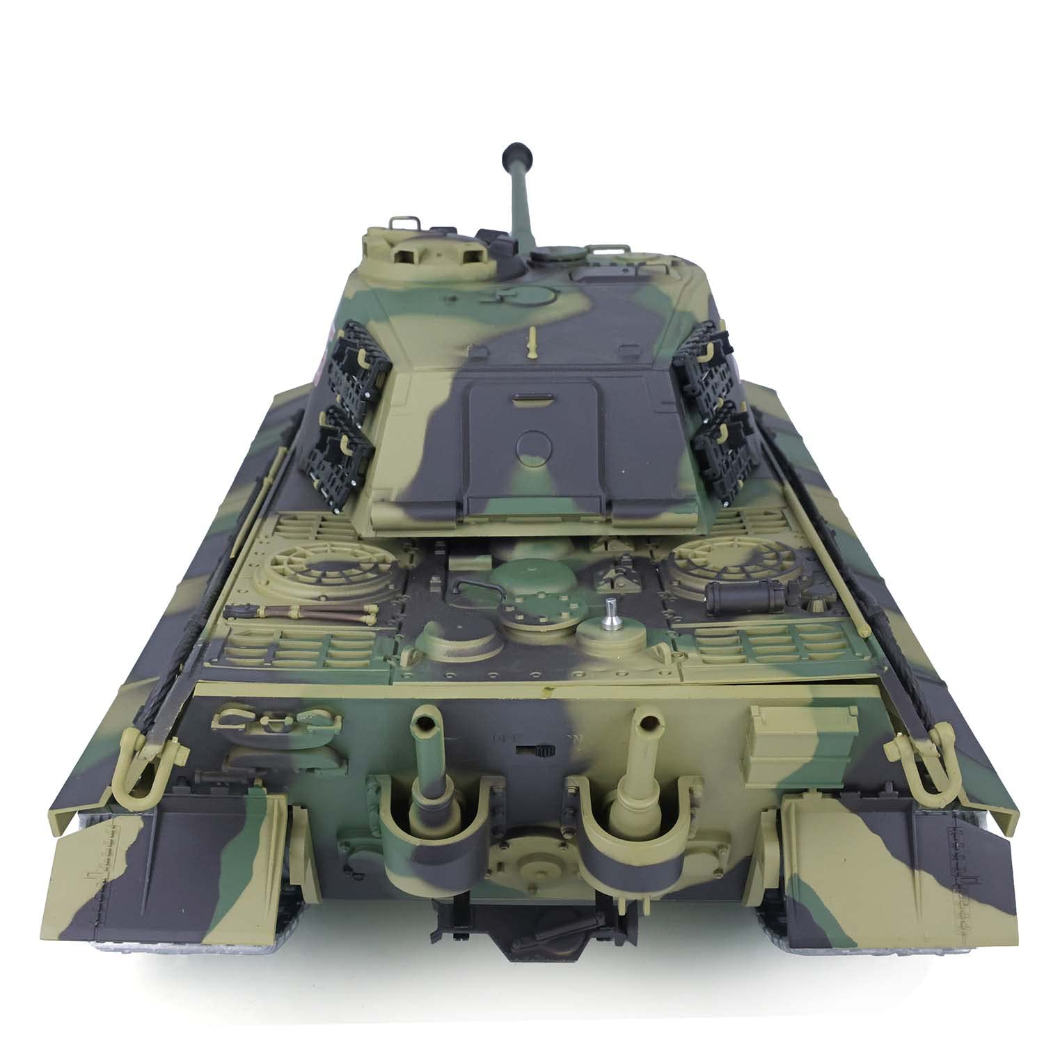 Tanque Heng Long 1/16 7.0 mejorado alemán King Tiger RTR RC Tank 3888A, pistas de metal, torreta giratoria de 340°, infrarrojos, combate, levantamiento de barril, luz, sonido, BB tiro, tanque