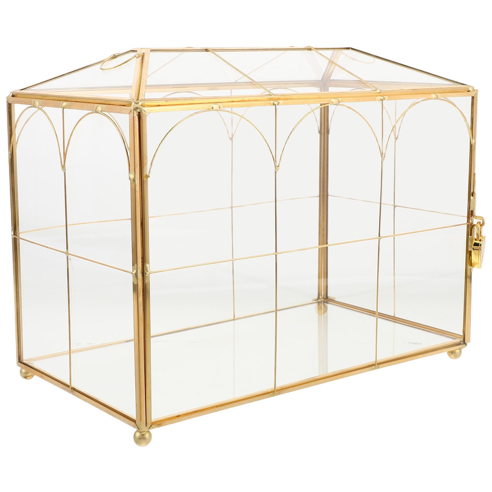 Kartenbox und Unabhängigem Kartenschlitz mit Schloss Hochzeit Elegante aus Glas Minimalistisches Design Stabiler Metallverschluss für Empfang und Raumdekoration