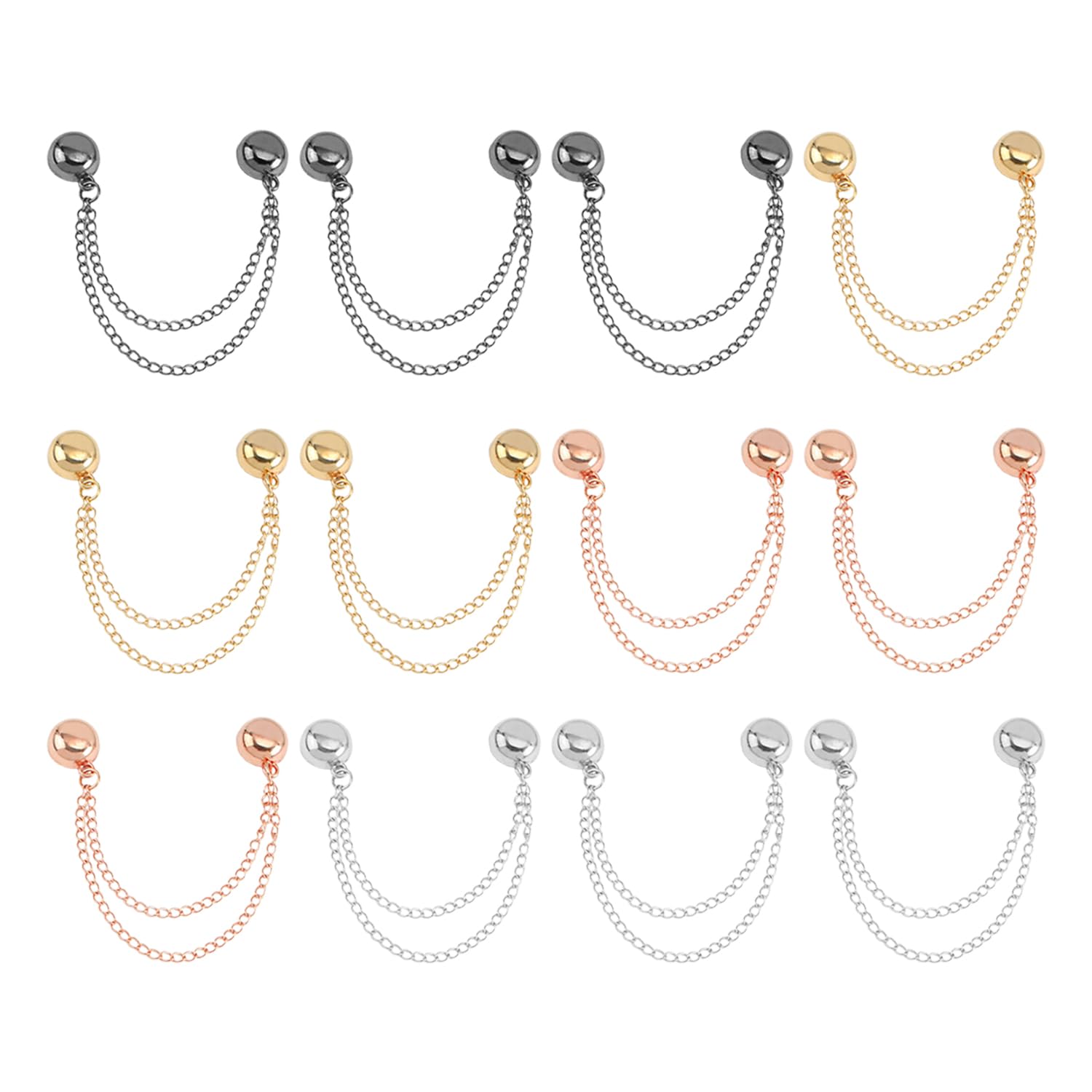Epcdbbrt Gold 12 Pieces Of Chain Magnetic Buckles, Multifunctional Magnetic Clothespins, Magnetic Clothespins With Chain, Magnetic Pins For Clothes, Round Strong Magnetic Clothespin Clips