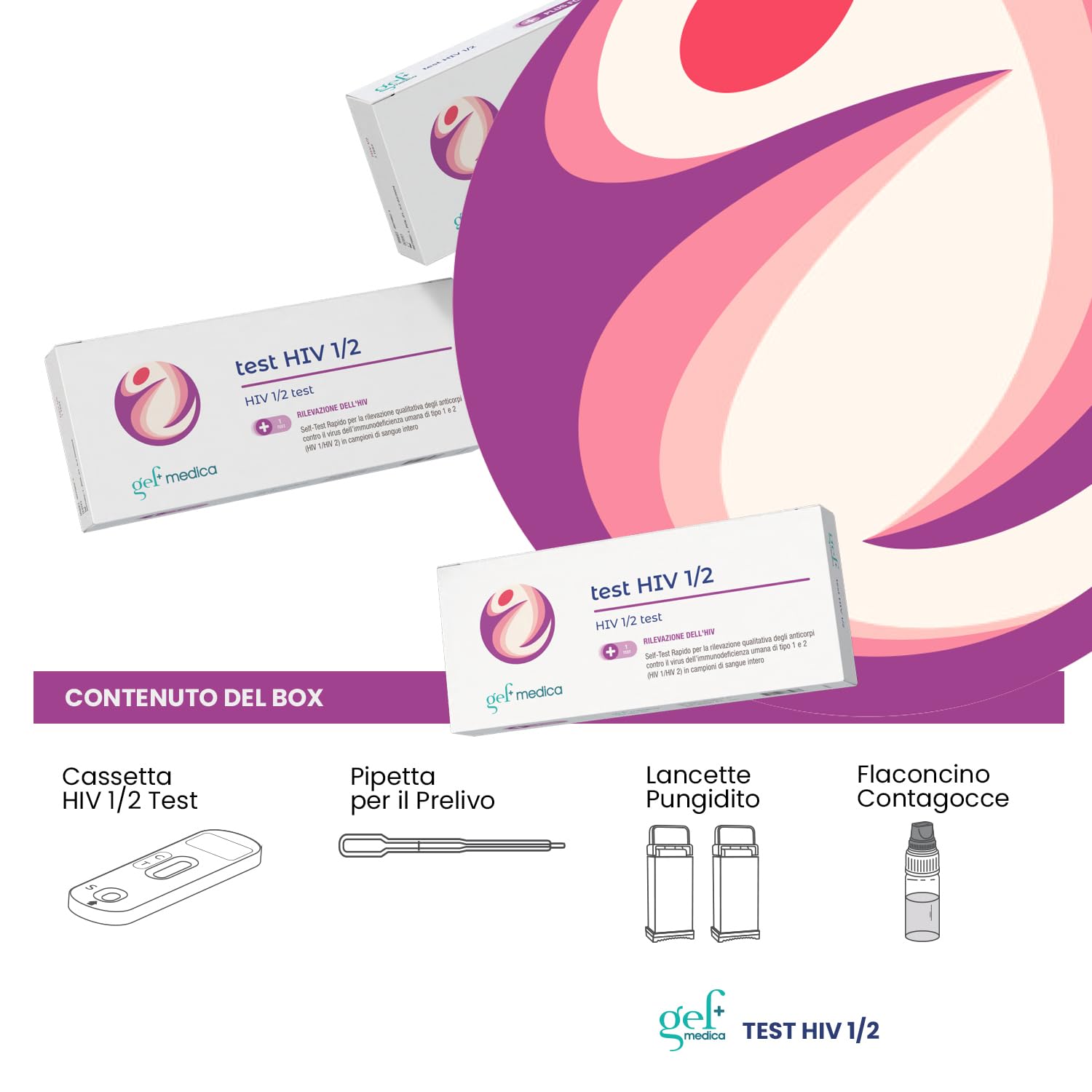 Gef Medica® 2x Autotest HIV‑1/2 Rapidi – Kit IgG/IgM a Casa 10 min | Rileva Anticorpi, Uso Riservato, CE