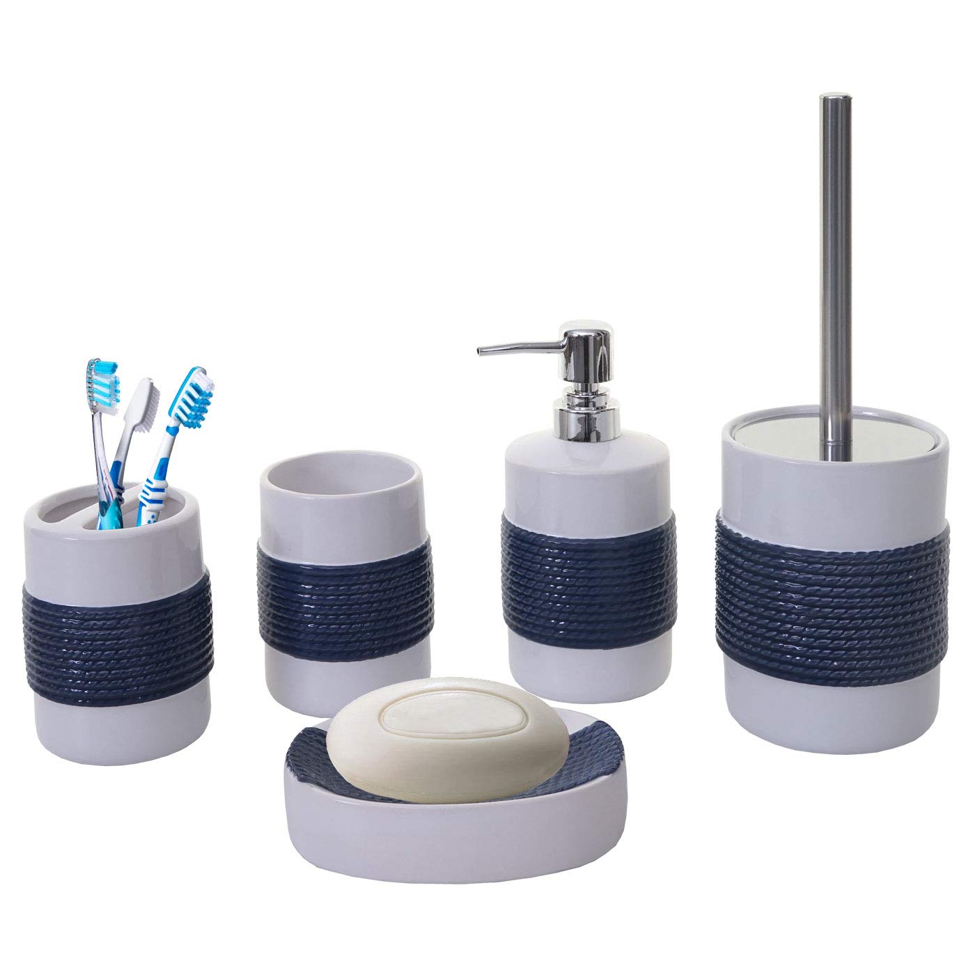 Set de accesorios de baño HWC-C73 cerámica blanco azul