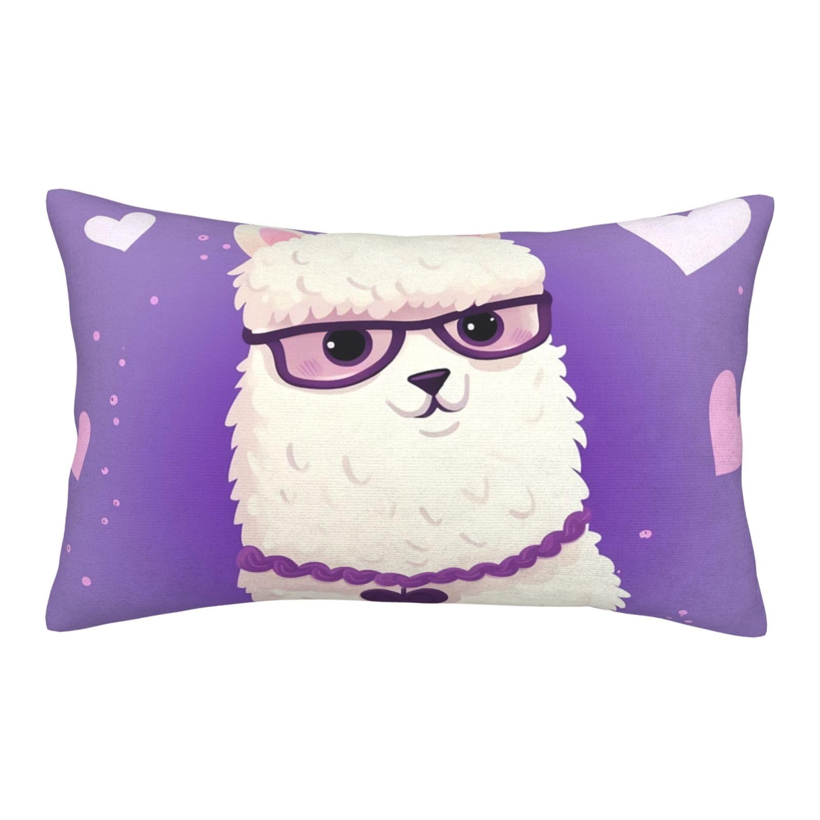 Velvet Pillowcases 14"x20" Ultra Soft Breathable Pillow Cases, Luxury Fuzzy Throw Pillow Covers with Zipper, Love Alpaca Purple Pillow Shams All Seasons Decorative Cushion Cases for Couch