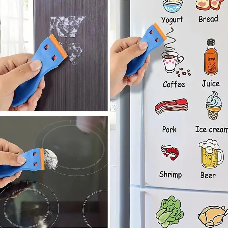 11pcs Remove Label Decal Tool Set with 1 Razor Blade Scraper and 10 Blades, Plastic Label Removal Tool for Removing Labels Stickers Decals Taping on Glass Windows