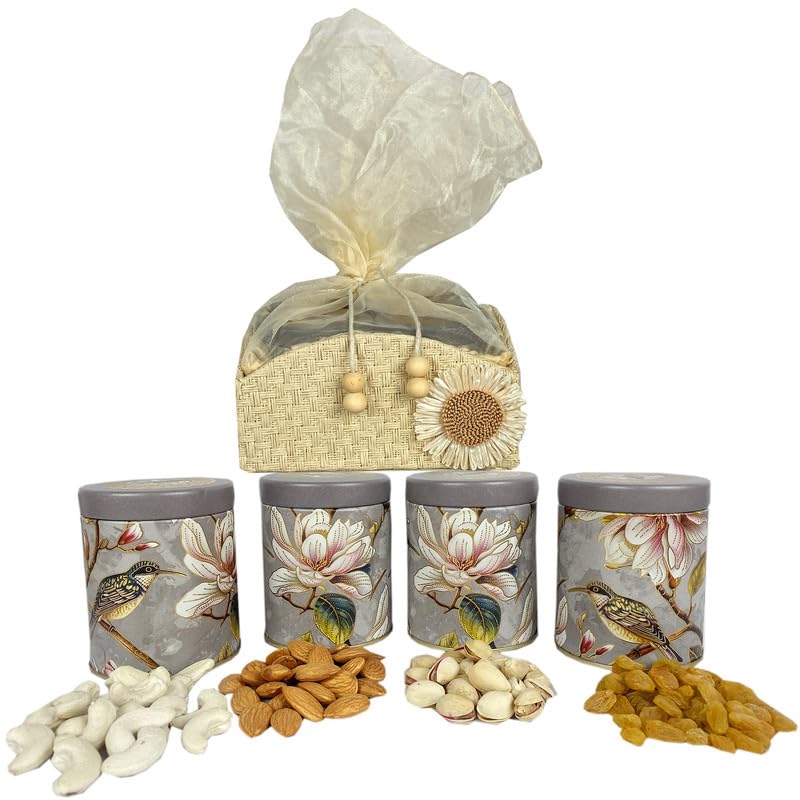 Image of NUTRI MIRACLE Rakhi Special Hamper Box with Mixed Nuts and Chocolates | Engagement Guest Gifting with Gourmet Nut and Chocolates Pack