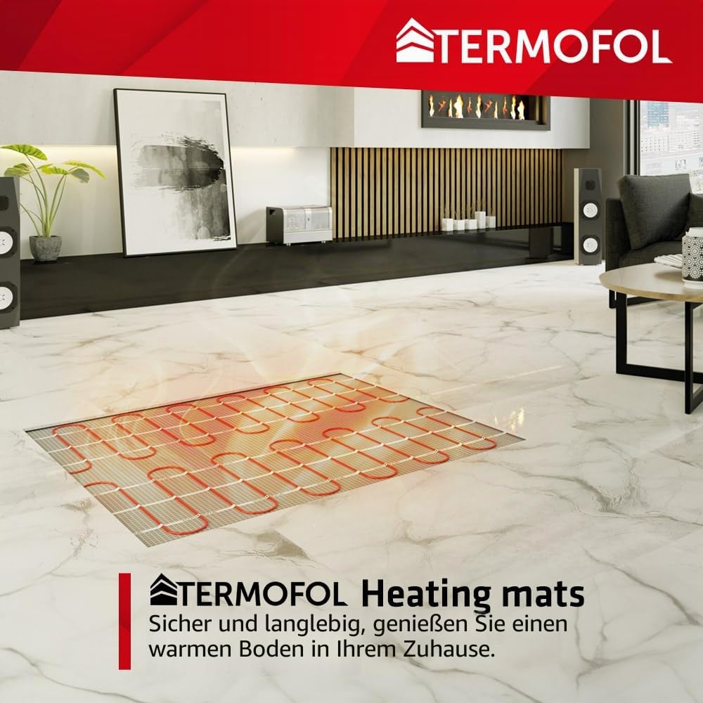 Termofol Set Heizmatte mit Thermostat WiFi - Elektrische Fußbodenheizung fur Badezimmer, Wohnzimmer und Küche - Heizfolie mit Heizkraft 150W/m2 - Oberfläche 0,5 m² - Mit digitalem Heizungsthermostat