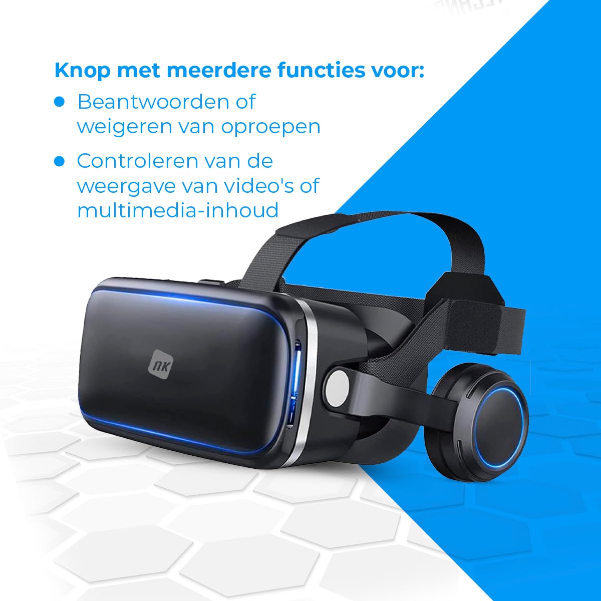 LAHappy VR Headset 3D VR-bril met Bluetooth-afstandsbediening, 130°FOV oogbeschermde HD, VR Goggles Virtual Reality Headset, compatibel met iPhone & Android 4.7-6 inch