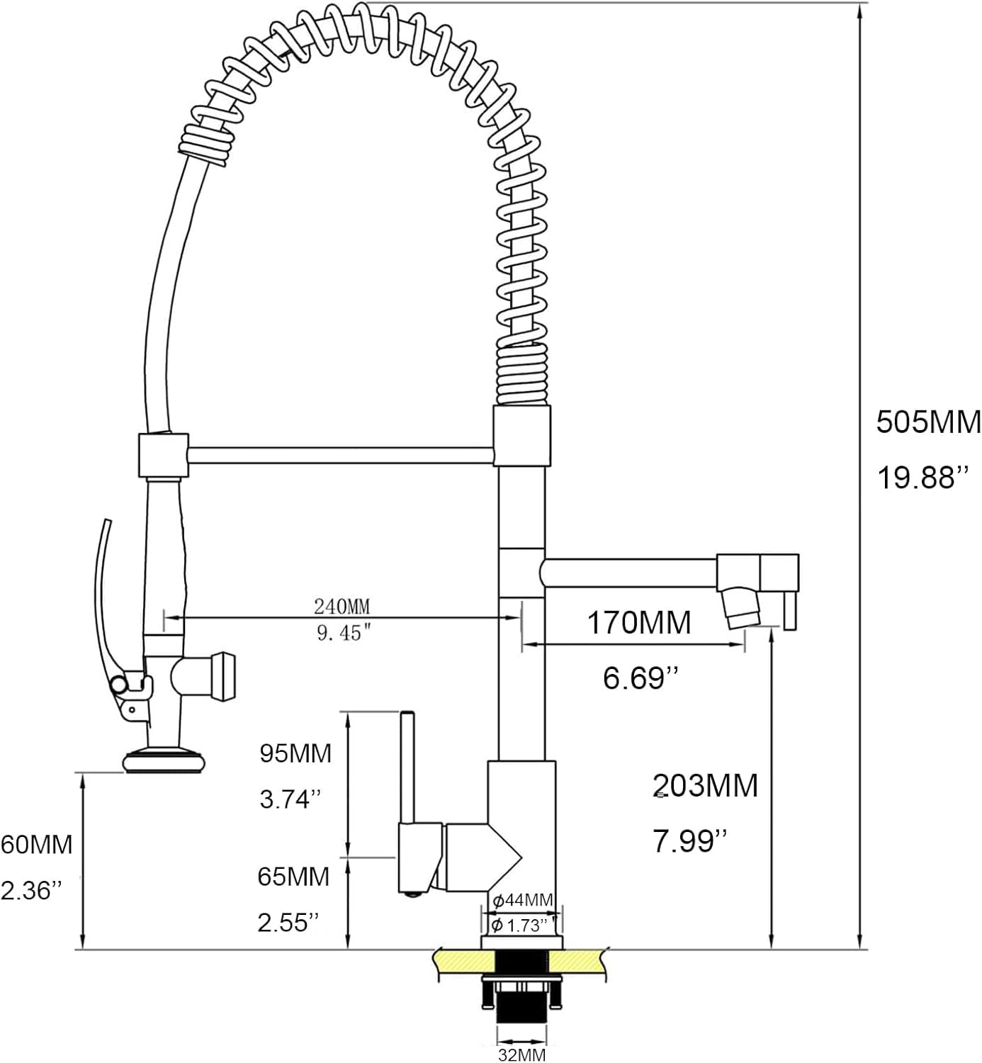 Trinkwasserhahn, Küchenspüle, Wasserhahn mit herausziehbarem Sprüher, 3-in-1-Wasserfilter-Reiniger-Armaturen, strapazierfähig, kommerzieller Stil, Küchenarmatur, mattschwarzer Filter