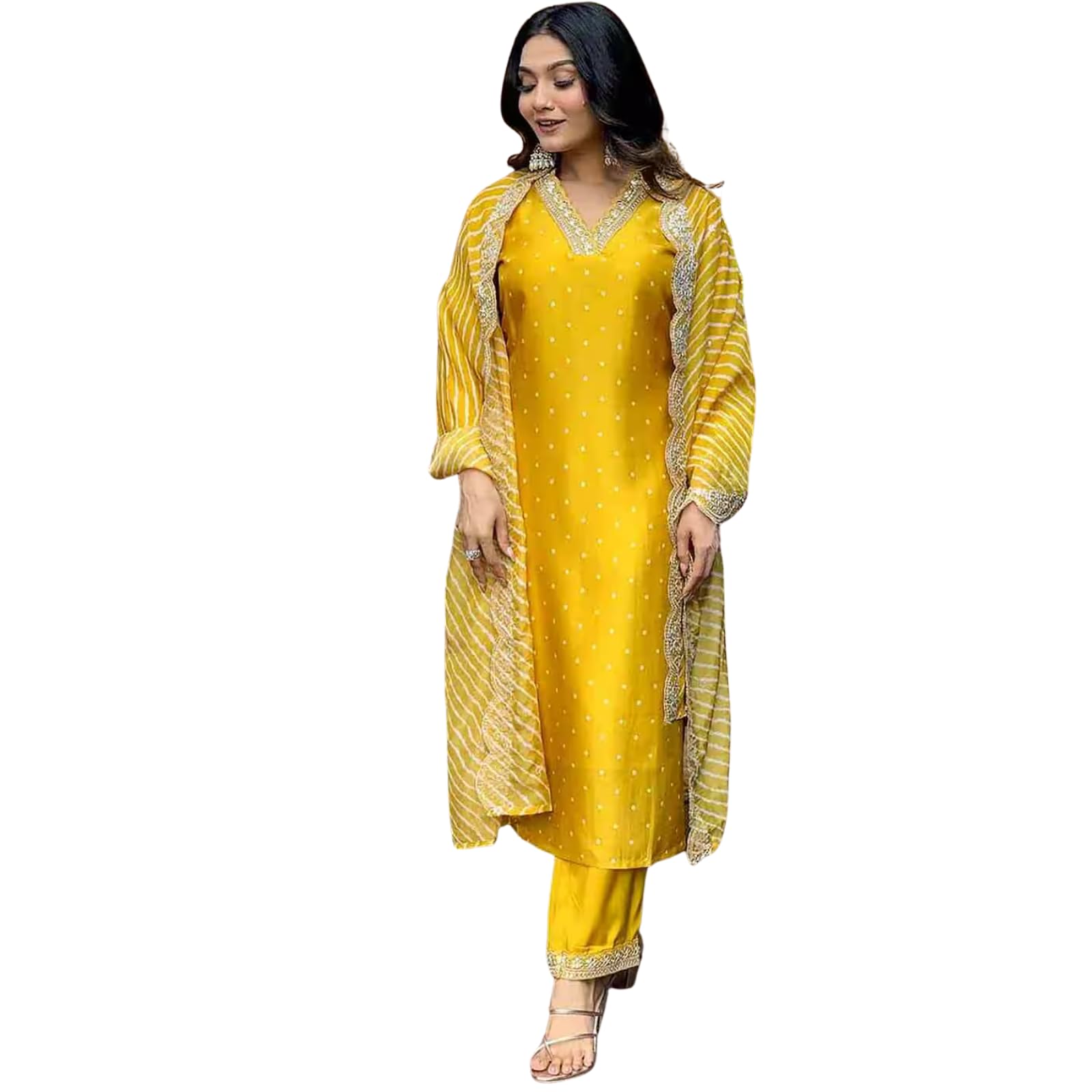 suppar sleave Womens Beautiful Viscose Chanderi Embroidered Straight Kurta Pant With Dupatta Set (Kashvi-01)-picture-27