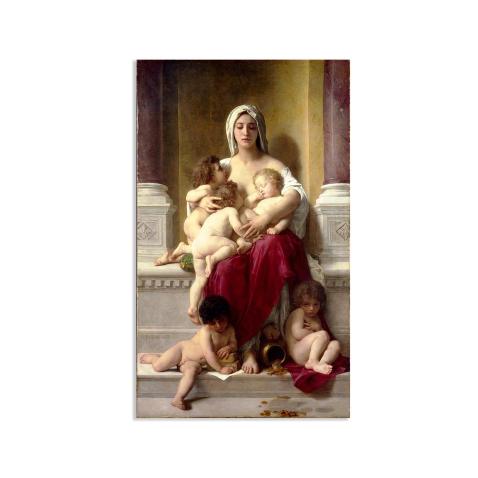 William-Adolphe Bouguereau Wall Art Charity Print on Canvas Reproductions of Famous Paintings Wall Decor for Living Room Bedroom Bathroom Home Decor 50x30cm frameless
