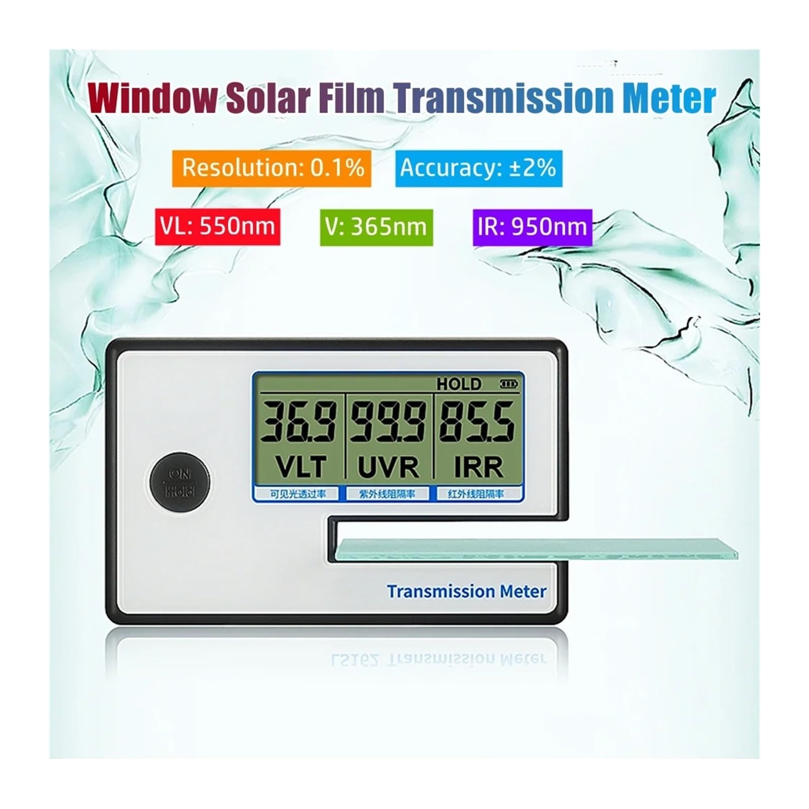 Światłomierz, Wysoka precyzja 162 Podobne s Miernik przyciemniania szyb, miernik transmisji folii solarnej VLT UV IR Tester odrzucenia