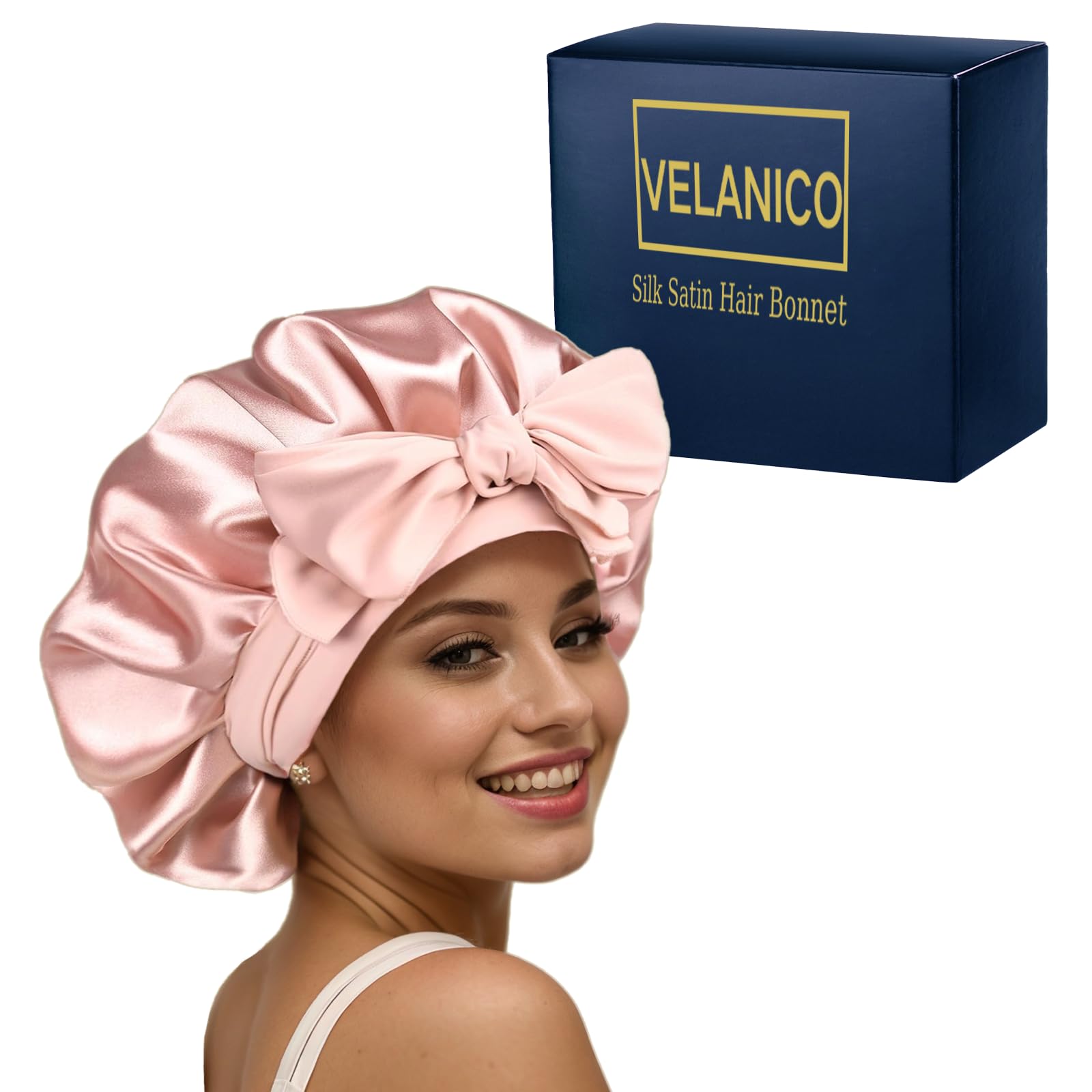 Velanico Hair Bonnet, Silk Satin Hair Bonnet Sleeping Cap  display picture 1