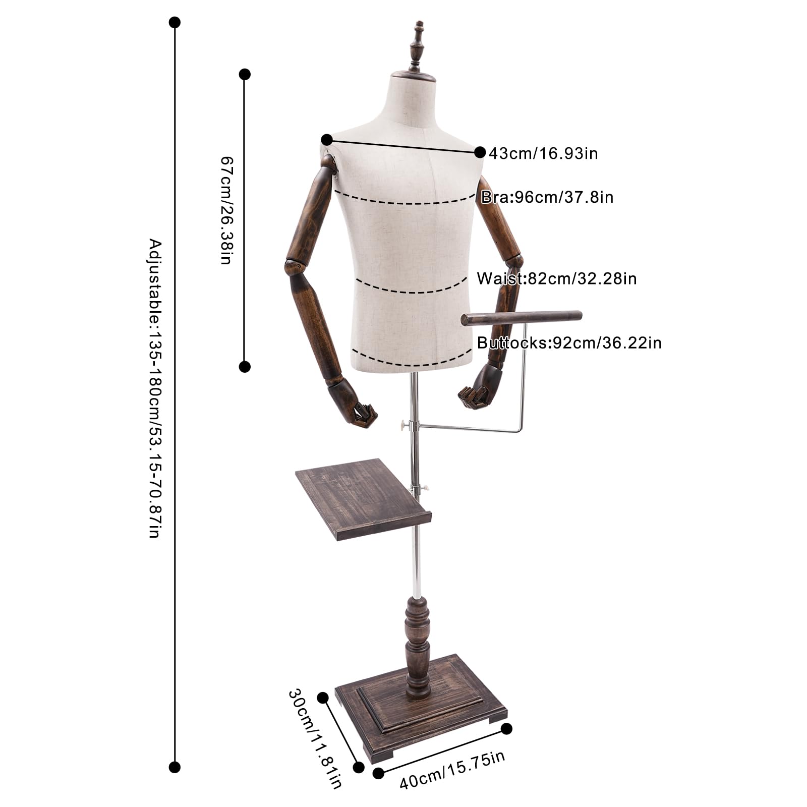 Male Mannequin Torso with Stand 53-71