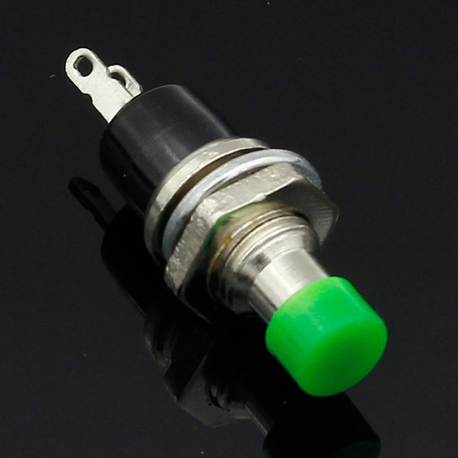 Interrupteur à bouton-poussoir momentané vert NO micro interrupteur réinitialisation 7mm