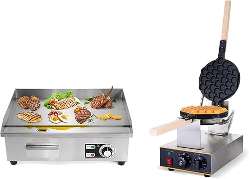 Dyna-Living Máquina de gofres de burbujas de 110 V 1400 W y plancha eléctrica comercial de 22 pulgadas para cocina de restaurante