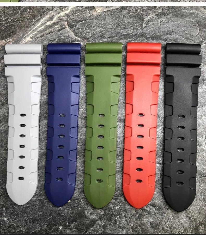 Bracelet montre caoutchouc 24mm 26mm conçu pour Panerai PAM bleu rouge - 6