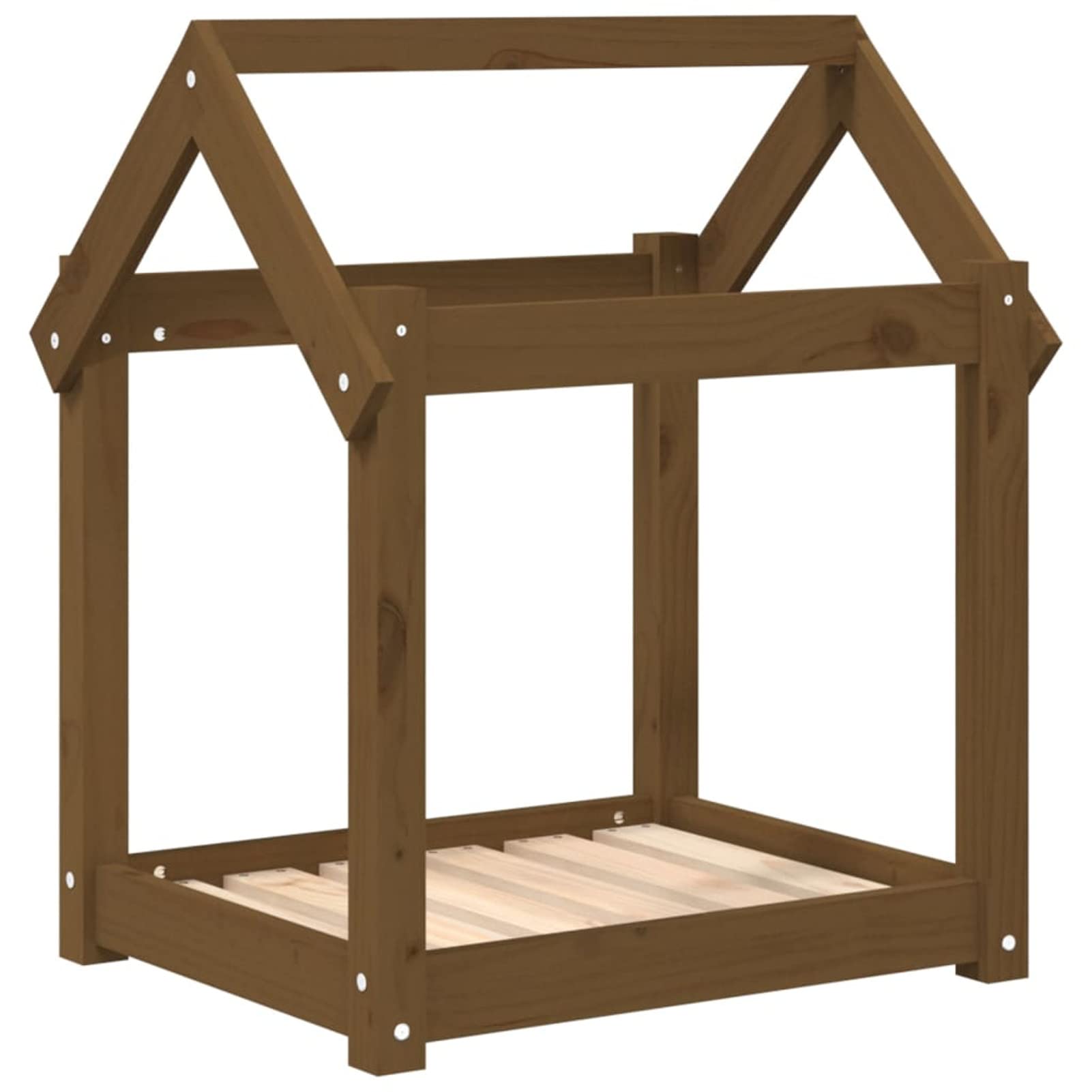 Cama para Perros Madera Maciza Pino marrón Miel 61x50x70 cm, Colchon Perro, Cuna Perro, Cama Mascota, Dog Bed, Cama para Perros Y Gatos