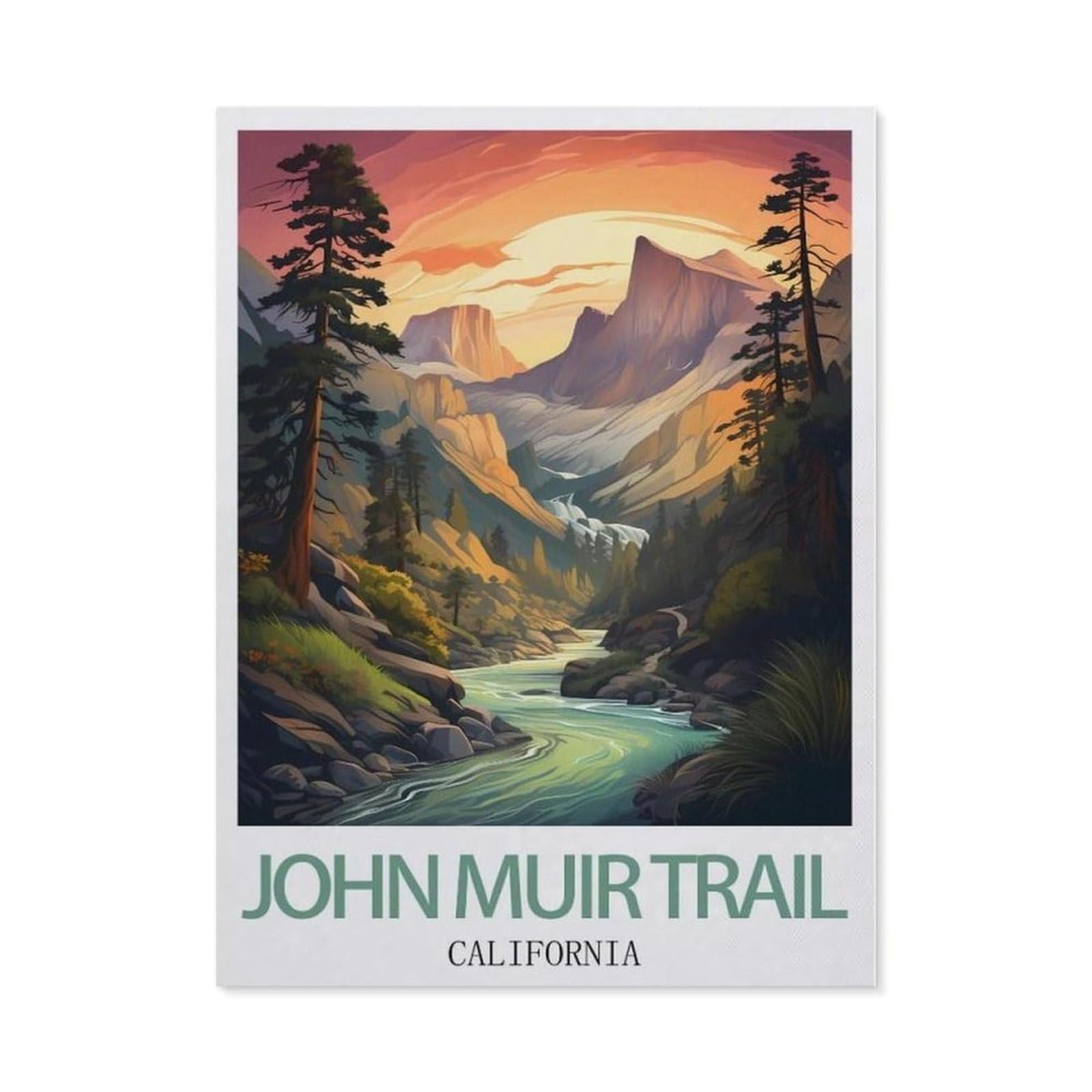 Beayodkp （30 X 40 Cm/11.81 X 15.74 Inches） 5D Diamond Painting，John Muir Trail California Vintage Travel Posters，Diamond Embroidery Cross Stitch-Cd79