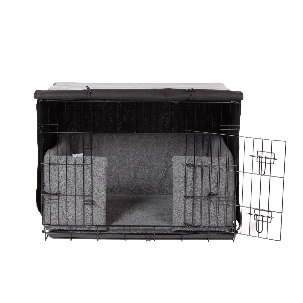 Danish Design Funda para Jaula de Perro, Forro Opaco, Puertas enrollables, Color Gris, XXL