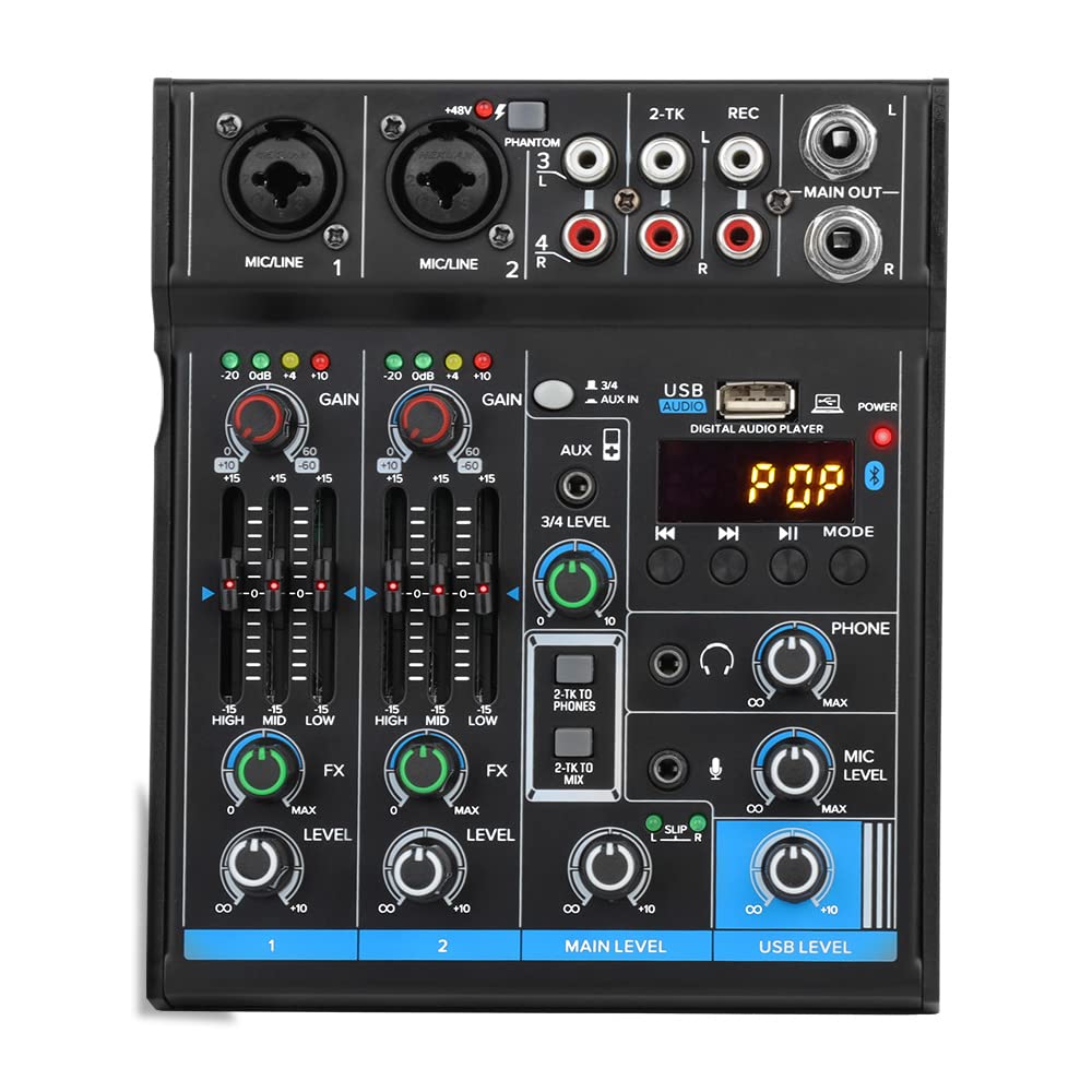 Amazon | ポータブルミニミキサー4チャンネルオーディオDJコンソール 