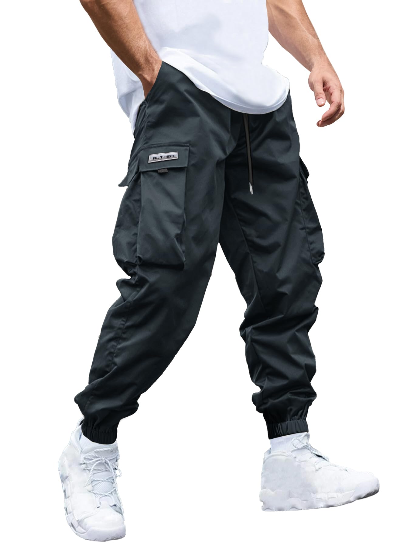 JEMLDL Mens Cargo Joggers Pants Elastic Waist Drawstring Baggy Sweatpants Techwear Pants for Men