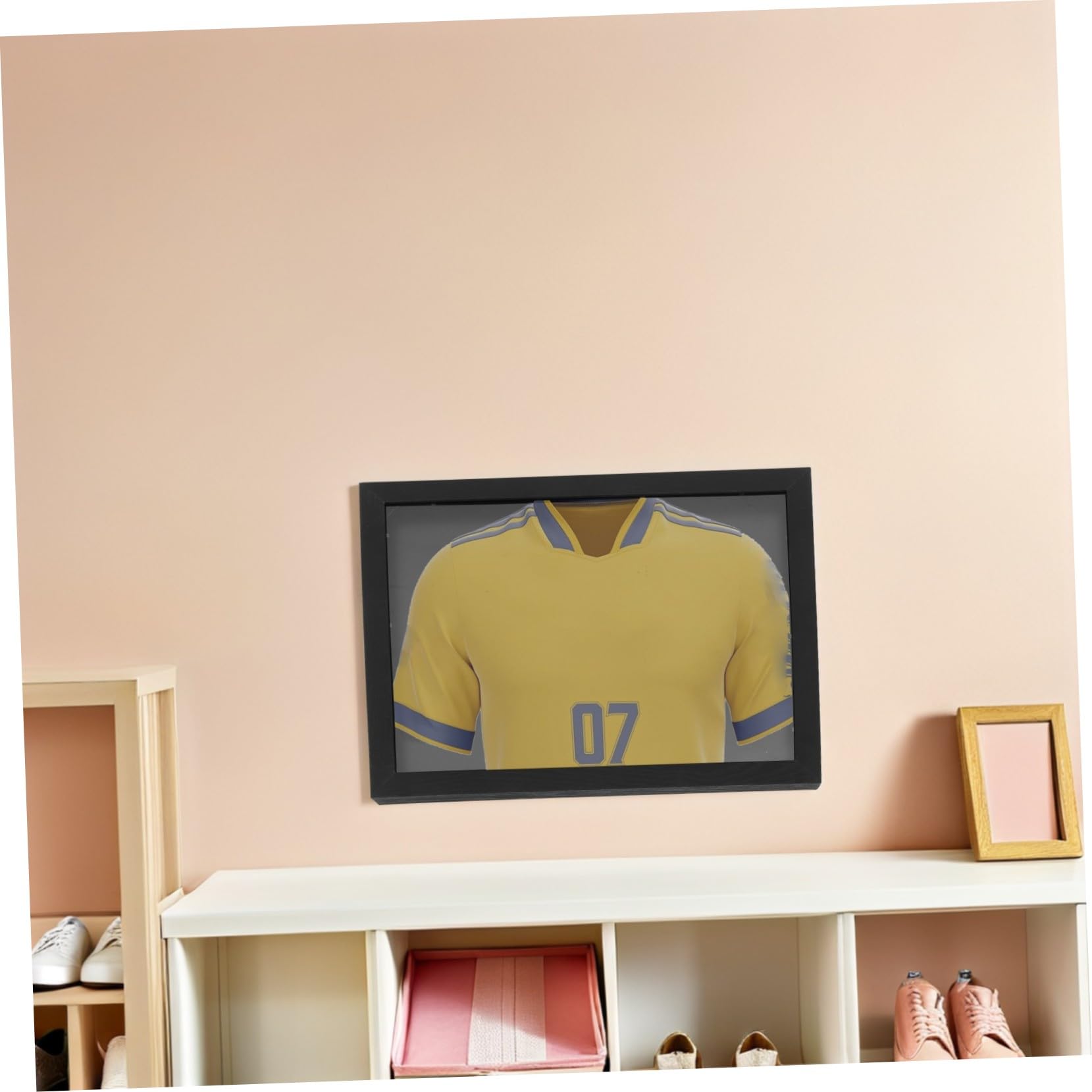 Cabilock Marco de Camiseta de Fútbol Negro 14x18 Pulgadas de Madera