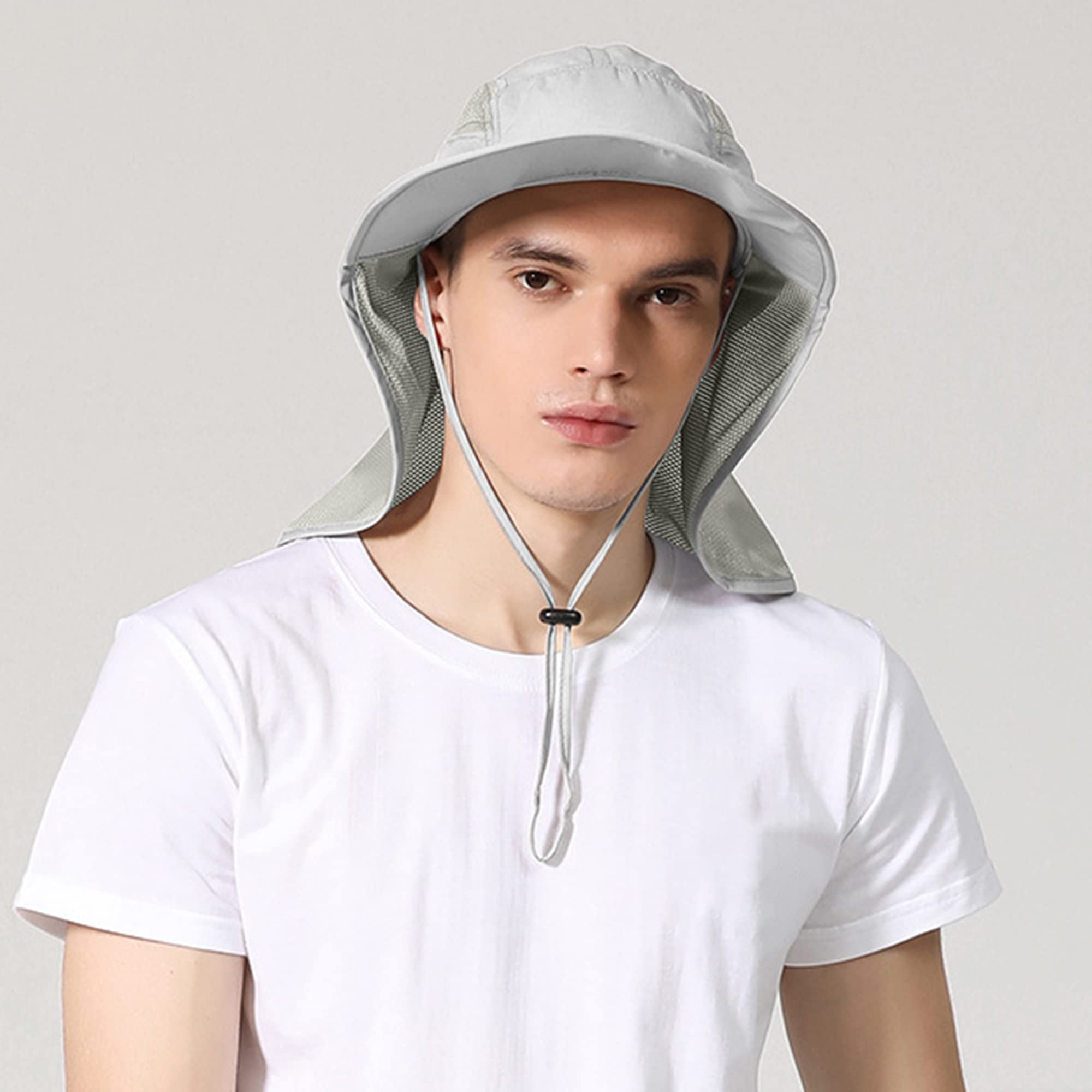 Unisex kapelusz przeciwsłoneczny z ochroną karku, 12 cm, duży Brim do aktywności na świeżym powietrzu – na obwód głowy 56-62 cm
