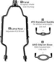 Vista 3 de Kit de soporte de arpa ajustable de 8, 9 y 10 pulgadas, para lámparas de mesa y de pie, soporte de pantalla de lámpara resistente con silla estándar