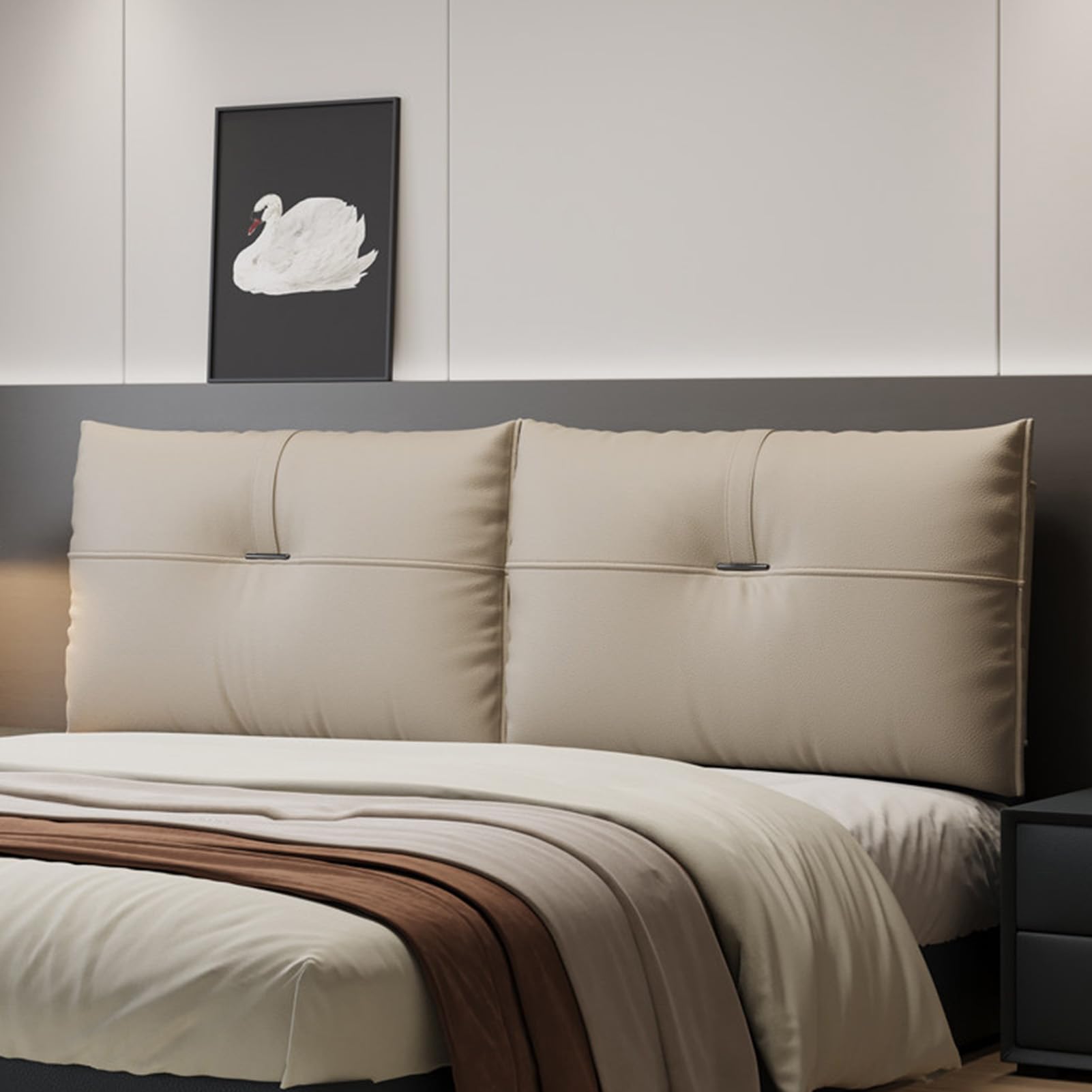 ZZYK Faux Leather Headboard Pillow Wall Mounted Large Support Backrest