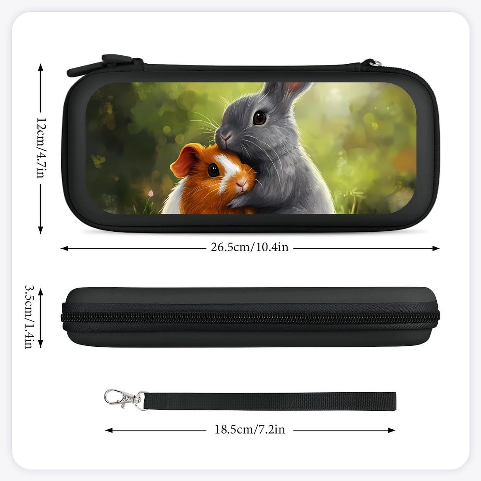Rabbit And Guinea Pigs Compatible with Switch Carrying Case Hard Travel Game Bag Pouch with 15 Games Accessories Black-style
