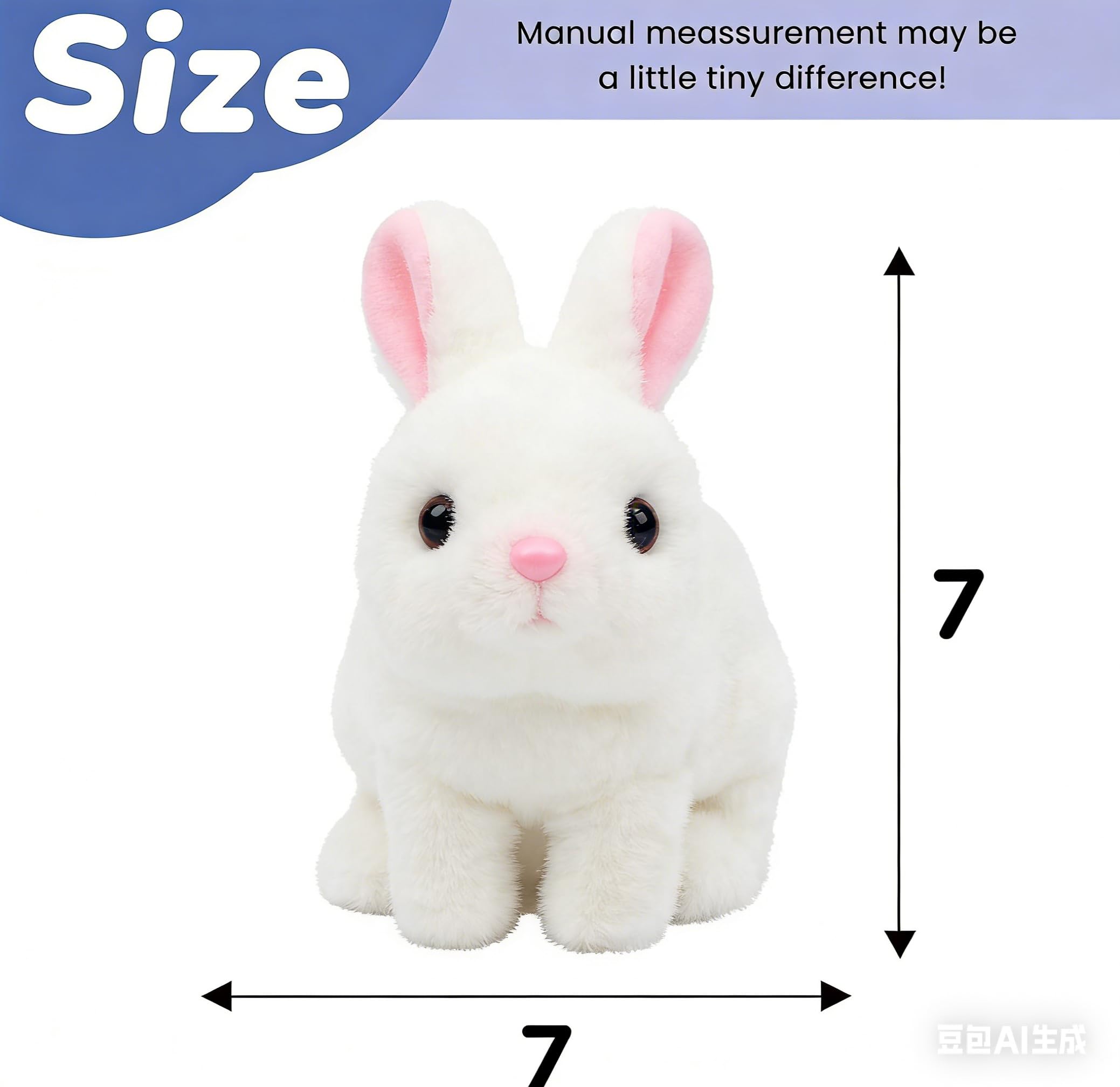 Efymosce Lapin de Pâques en peluche électrique, jouet interactif avec des sons et des oreilles mobiles, jouet sautillant pour cadeau de Pâques, lapin en tissu rampant pour enfants - 3