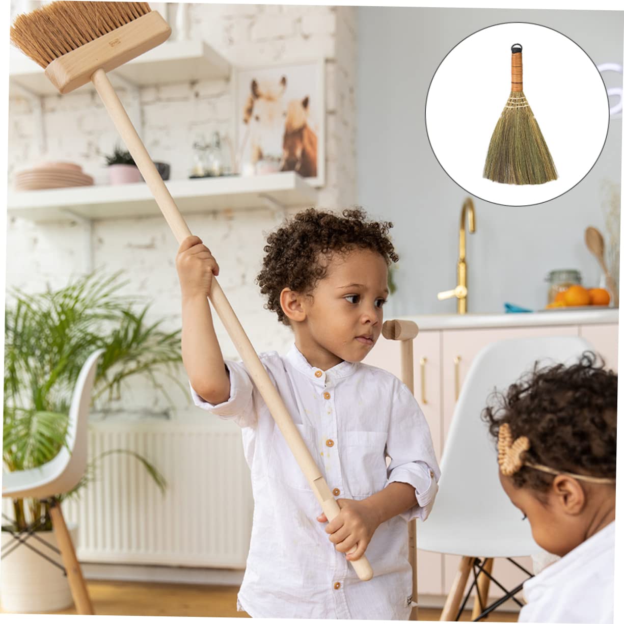 WOFASHPURET 2Pcs Handmade Small Cleaning Brooms Durable Desk Wall Dust Sweepers for Efficient Household Cleaning Tasks for Compact Spaces and Small Debris
