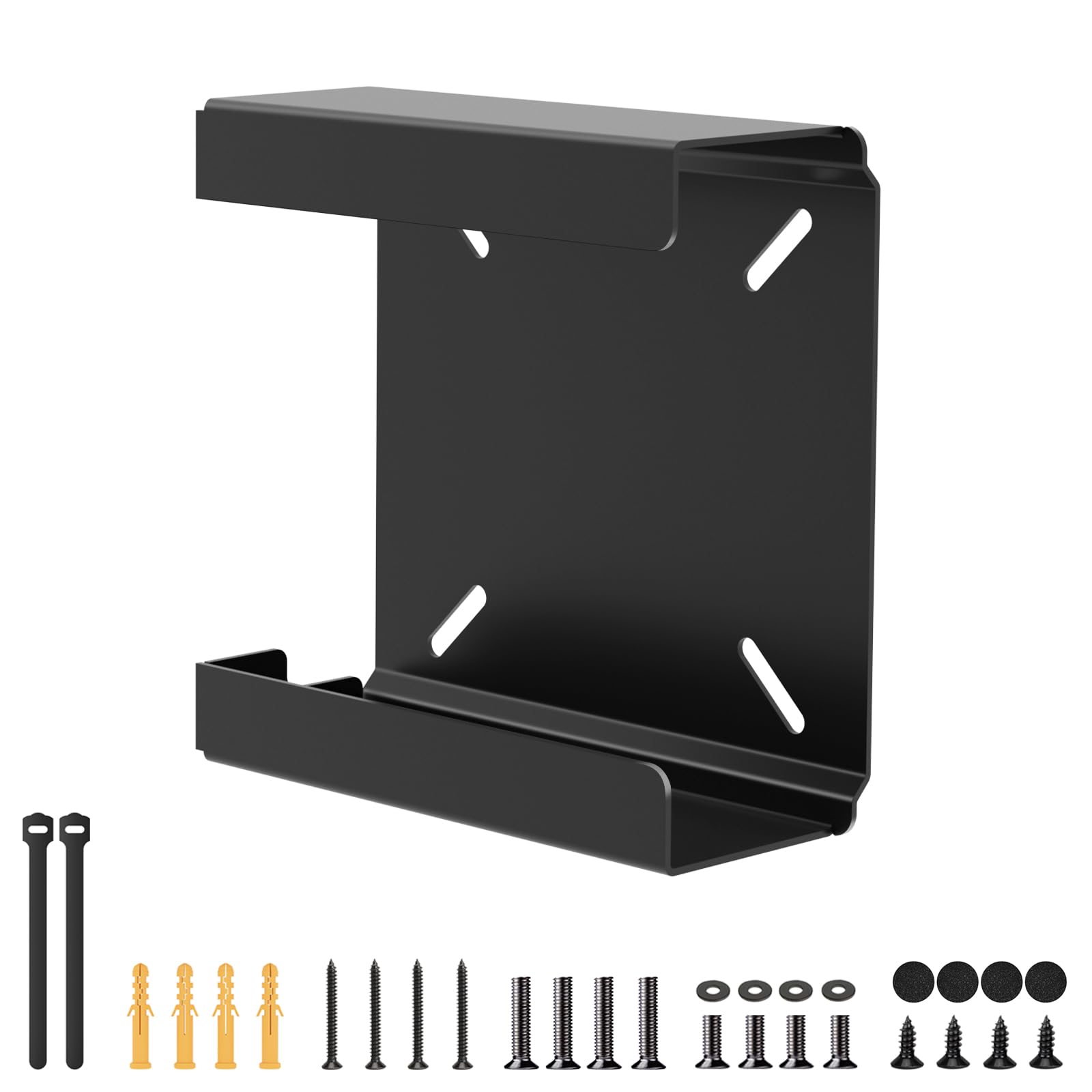 Mini soporte de metal para PC Beelink SER6, SER8, EQR6, EQi12 Mini PC – Soporte VESA/montaje en pared/bajo escritorio – Negro – Fácil montaje – con cinta de velcro para organizar cables