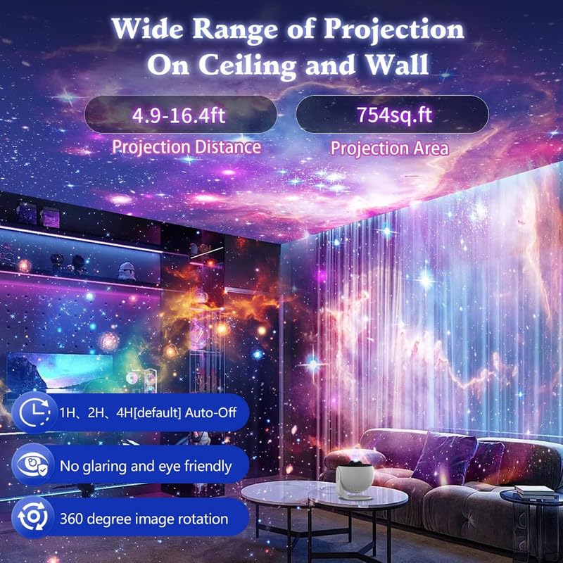 Image of Galaxy Projector with 13 HD Film Discs - 360 Rotating Star Light for Kids and Adults, Planetarium Projector with Moon, Solar System, Nebula, Timer, USB Power, for Bedroom & Home Decor