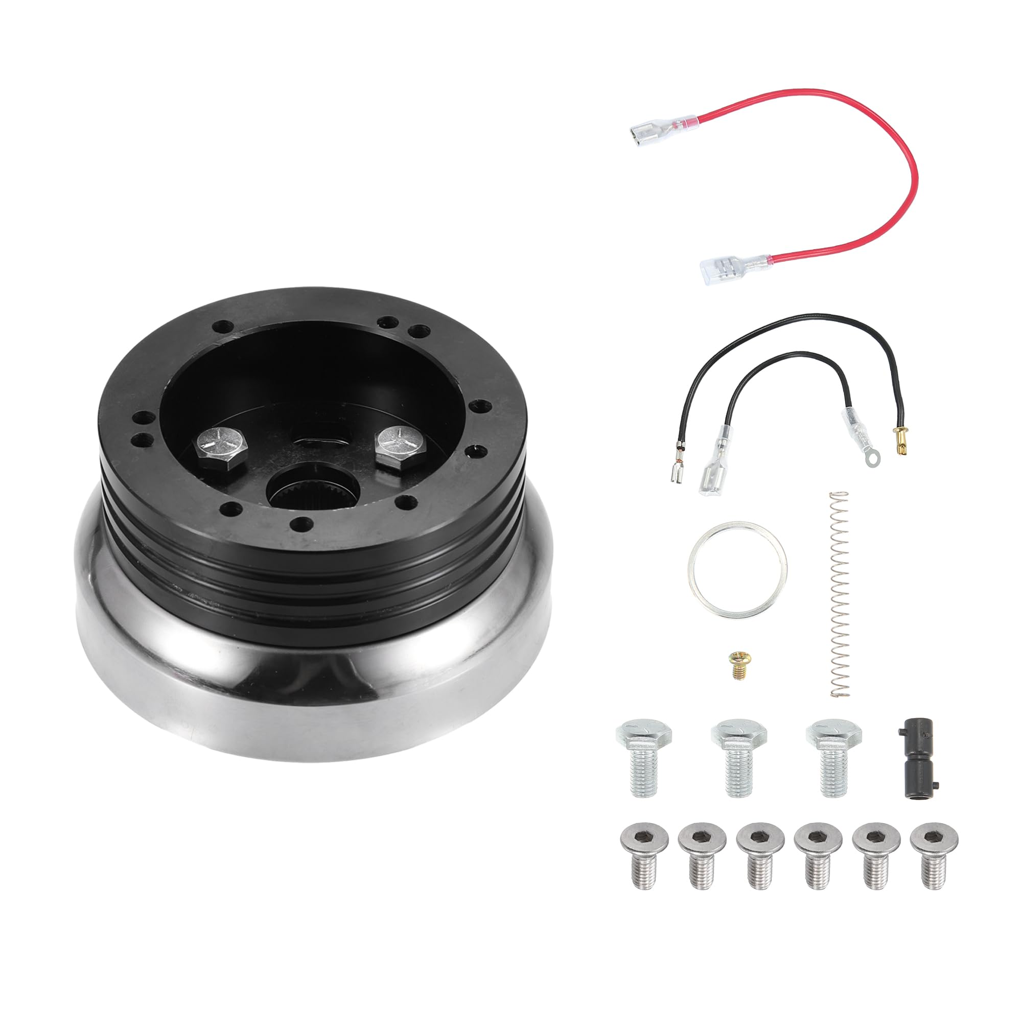 QUARKZMAN 5 & 6 Loch Lenkrad Naben Adapter Für Chevrolet Trucks 74-94 | Schwarz, Silberton, Metall, Für GM, Für Chrysler, Für Jeep, Für Buick, Für Oldsmobile, Für Pontiac, Für Flaming River/Ididit