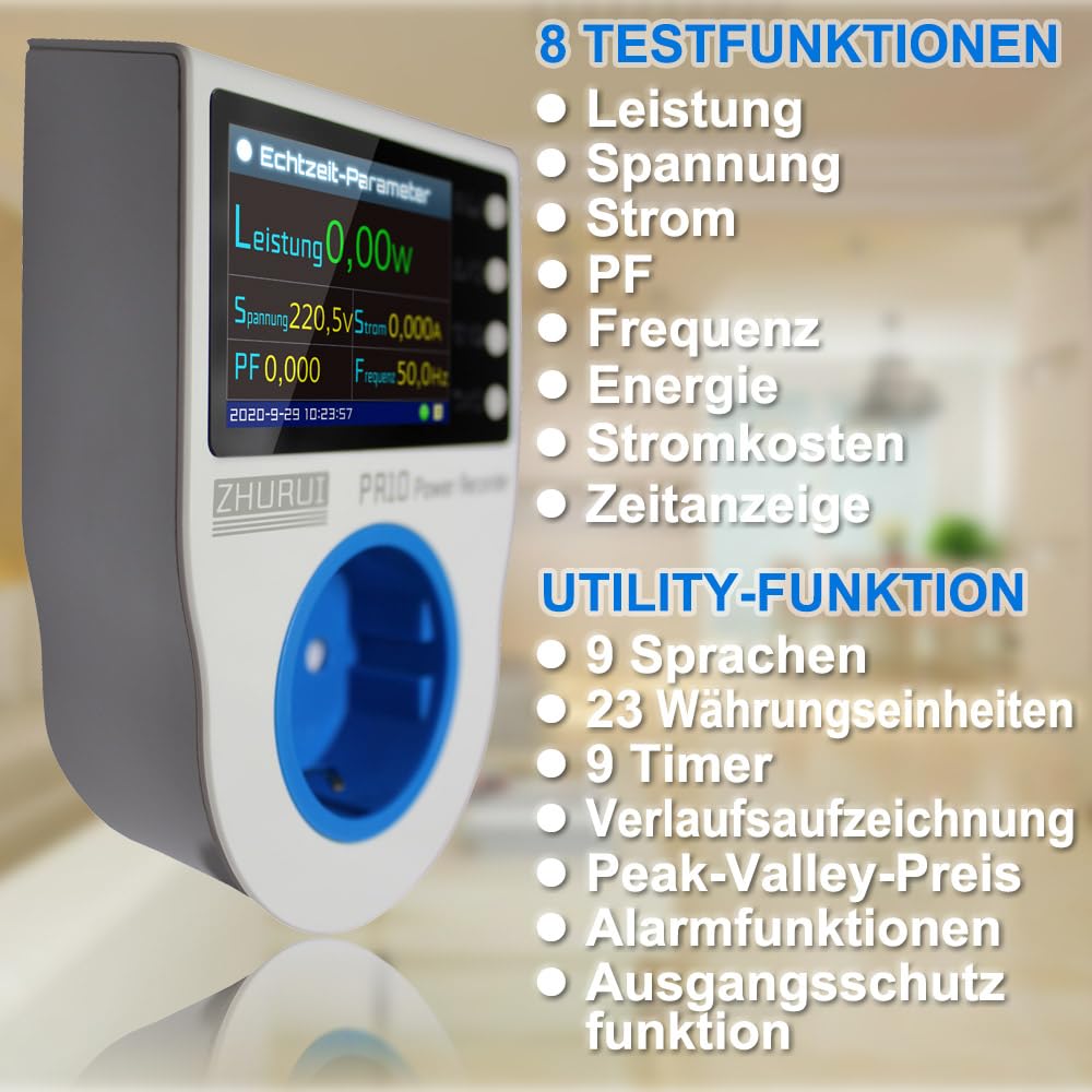 PR10-C EU16A (Deutsch stecker) home power metering buchse/home energy meter/power recorder/strom meter/23 währung einheiten