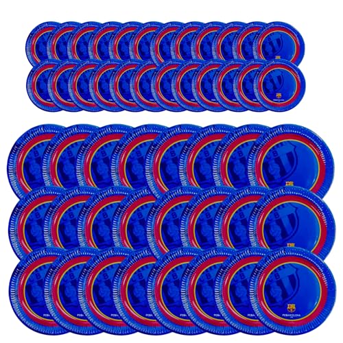 Toptoys2u Bargain Bundles FCB - Platos de fiesta brillantes oficiales de 20-23 cm, platos de 20 x 20 cm y platos de 24 x 23 cm